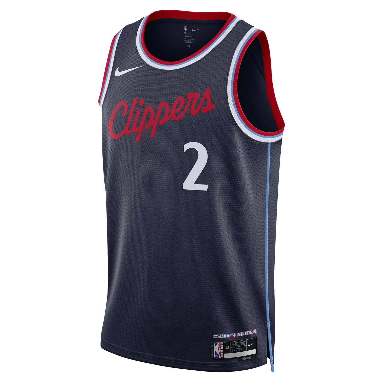 Kawhi Leonard LA Clippers Unisex 2024/25 Swingman Jersey Navy Icon Edition - front view