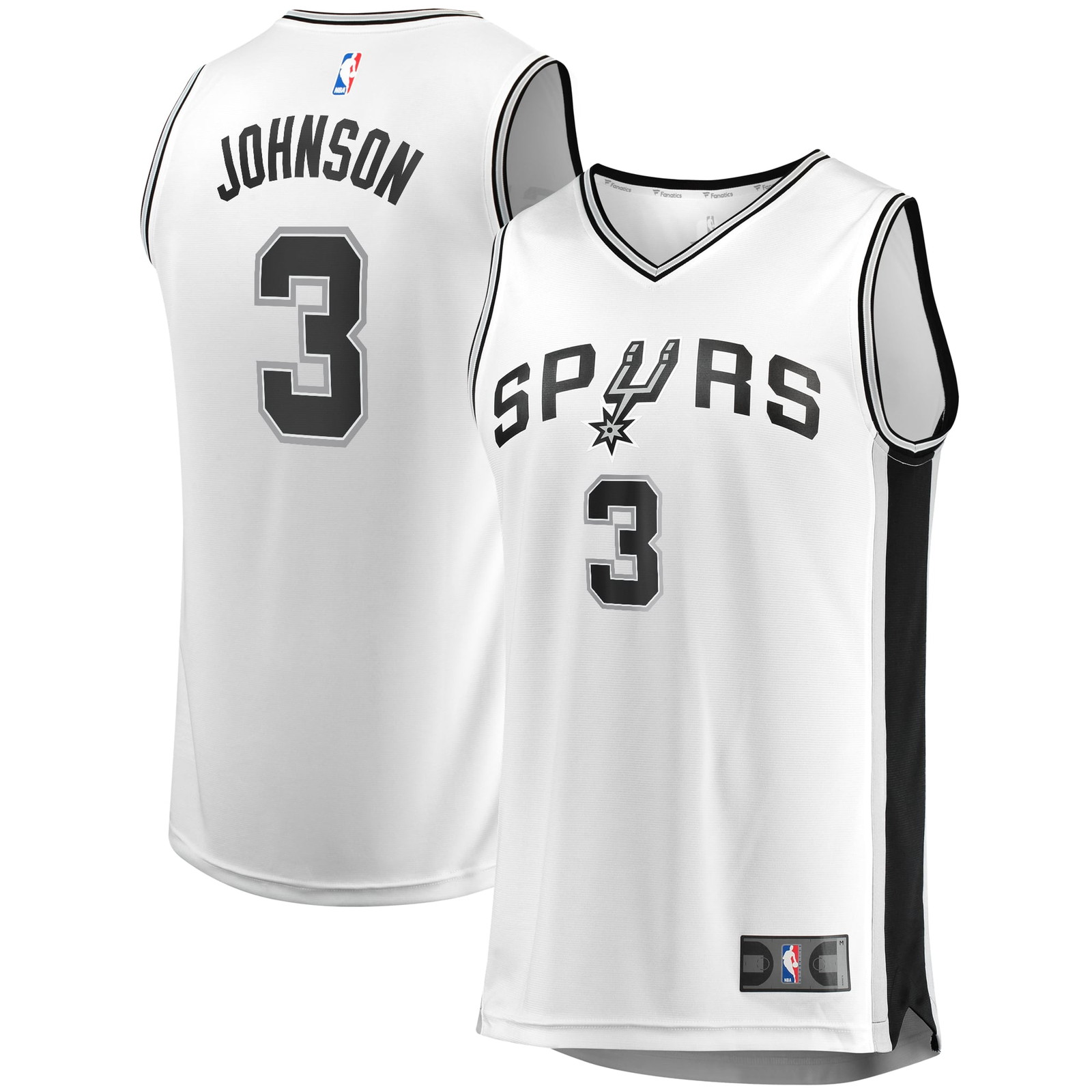 Keldon Johnson San Antonio Spurs Fast Break Association Jersey White - front and back view