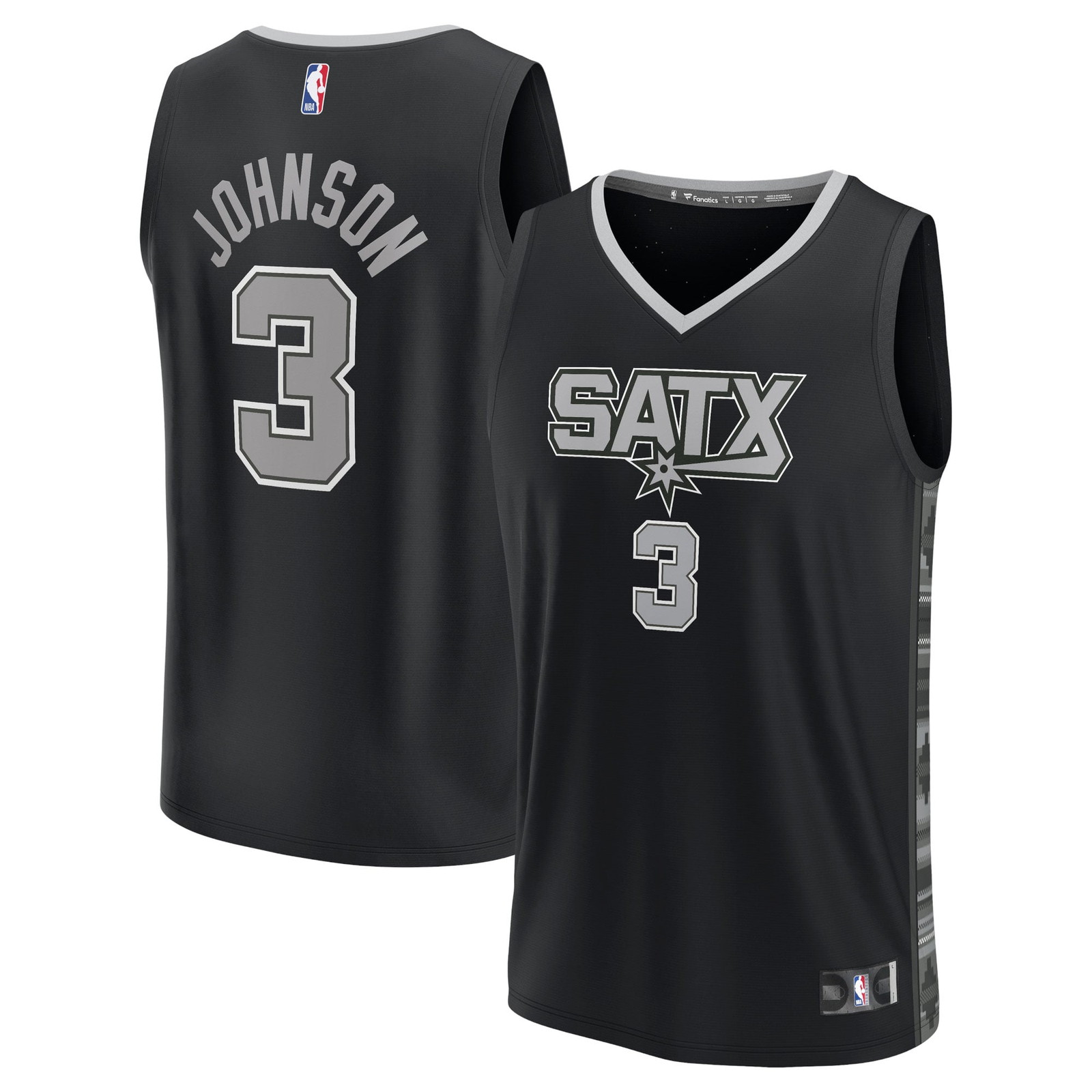 Keldon Johnson San Antonio Spurs Fast Break Fan Version Player Jersey - front and back view