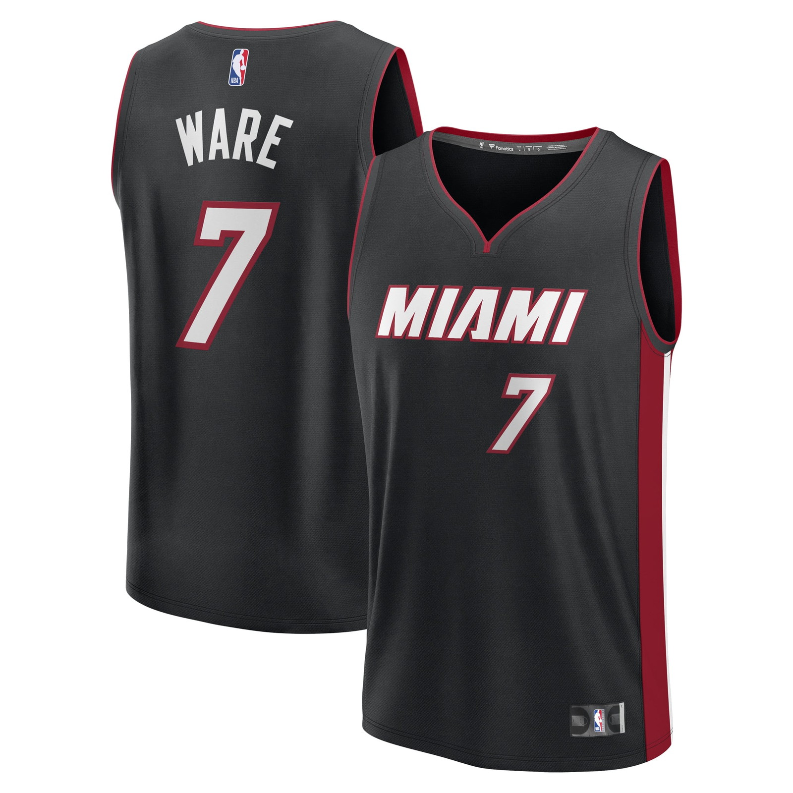 Kel'el Ware Miami Heat Fast Break Fan Version Player Jersey Icon Edition Black - front and back view