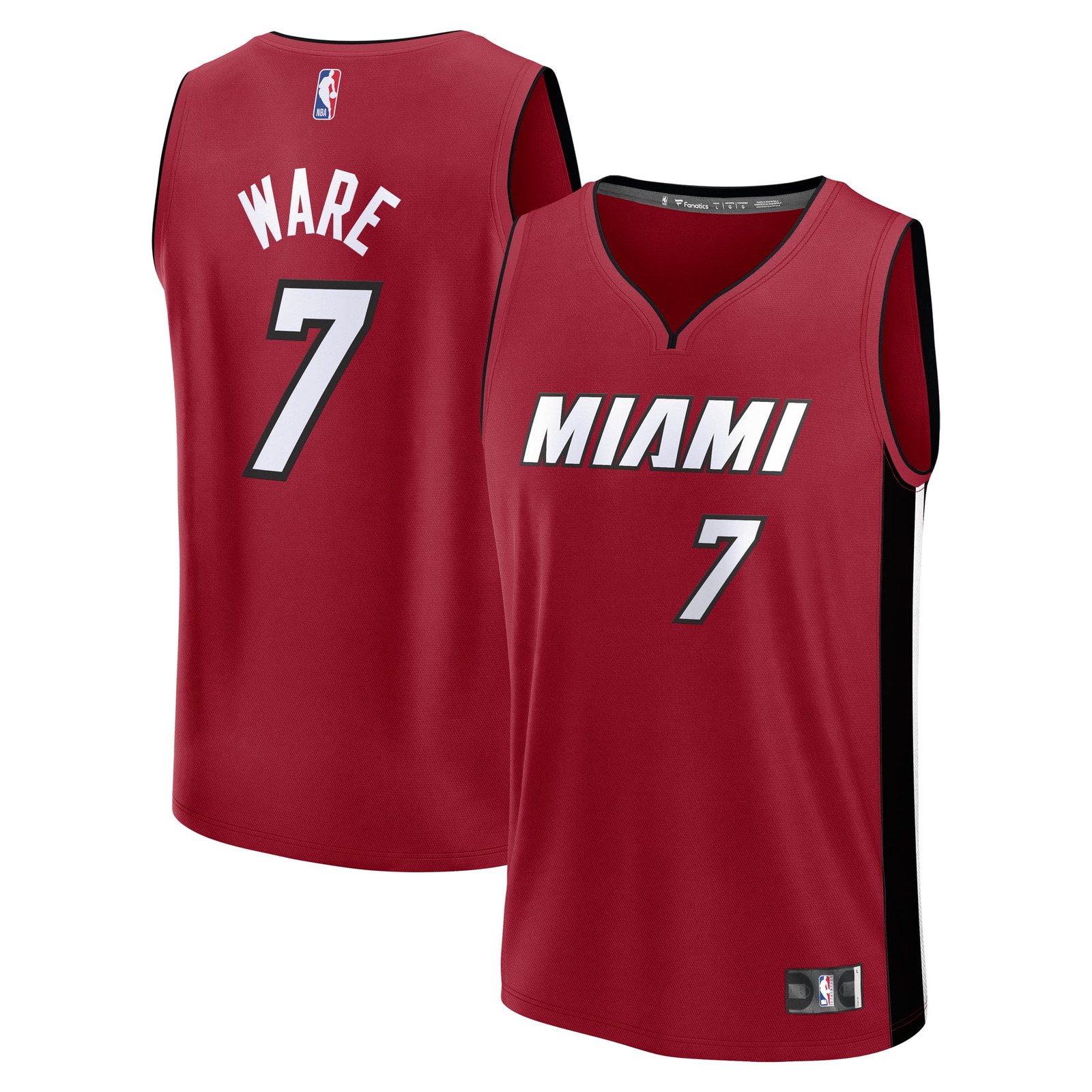 Kel'el Ware Miami Heat Youth Fast Break Player Jersey Statement Edition Red - front and back view