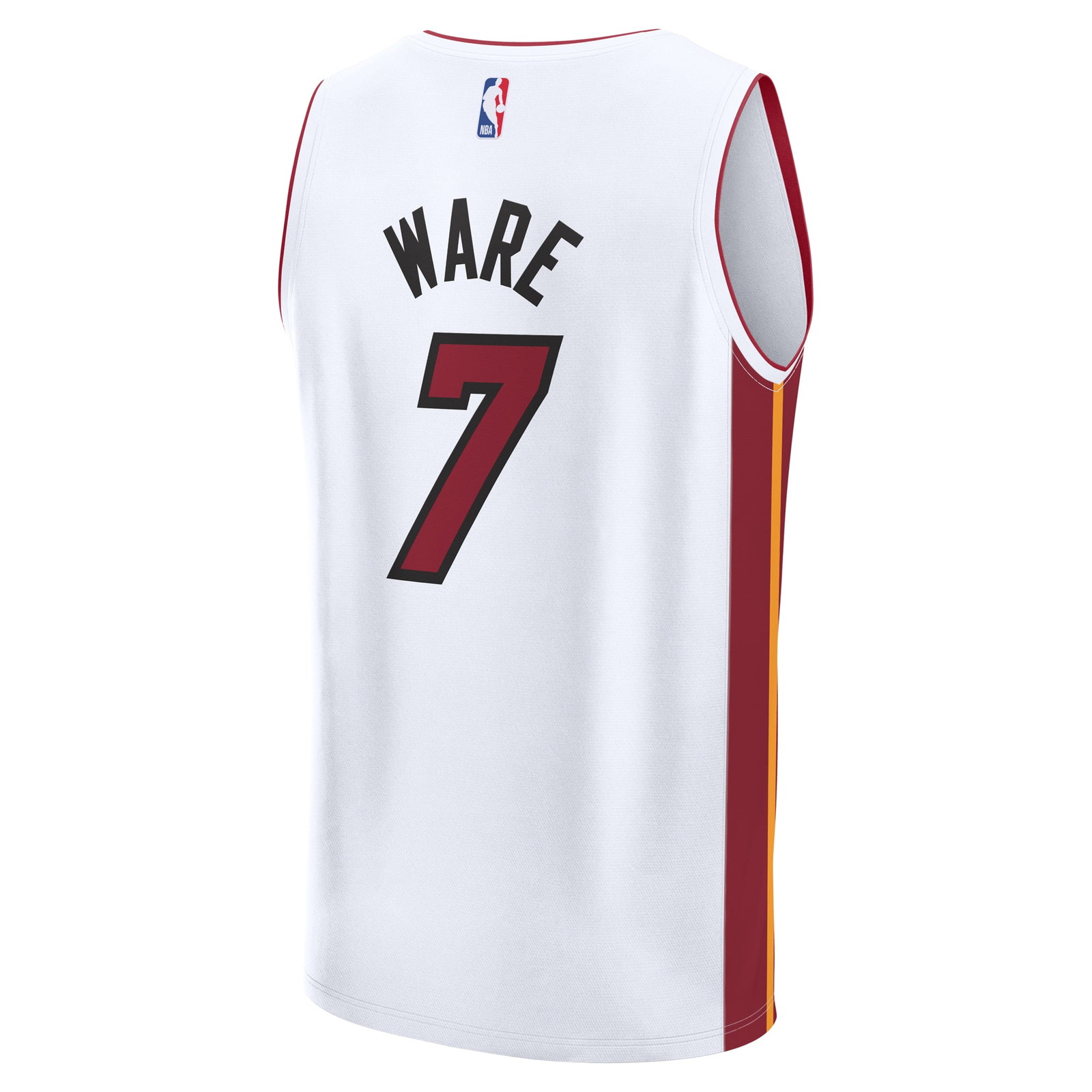 Kel'el Ware Miami Heat Youth Fast Break Fan Version Player Jersey Association White - back view