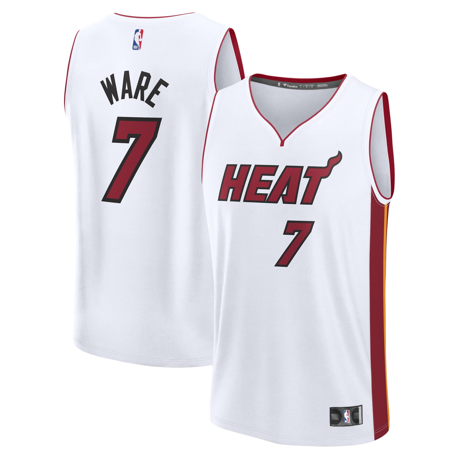Kel'el Ware Miami Heat Youth Fast Break Fan Version Player Jersey Association - front and back view