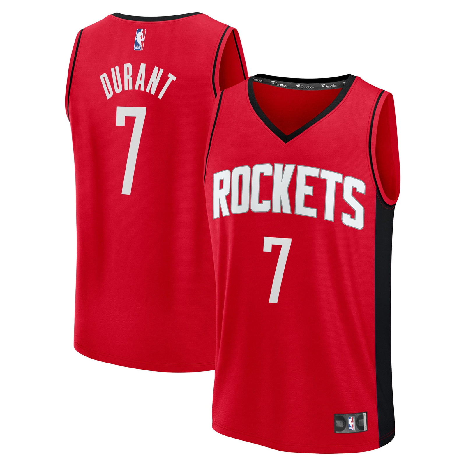 Kevin Durant Houston Rockets Fast Break Fan Version Player Jersey Icon - front and back view