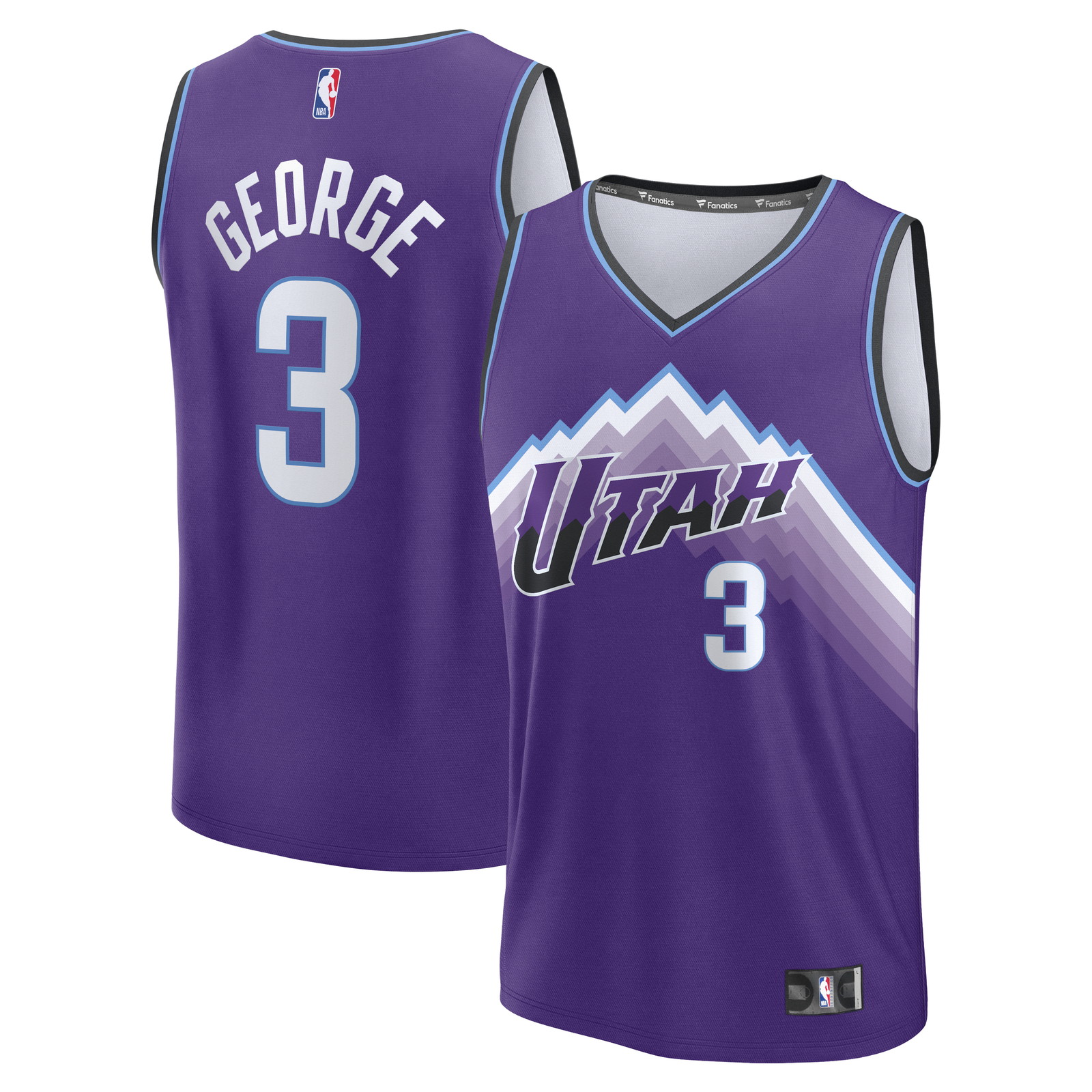 Keyonte George Utah Jazz Fast Break Fan Version Jersey Purple Icon Edition - front and back view