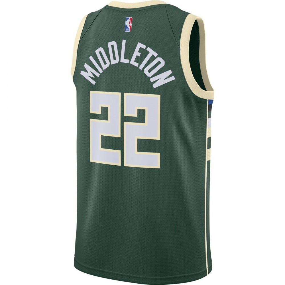 Khris Middleton Milwaukee Bucks 2020/21 Swingman Jersey Hunter Green Icon Edition - back view