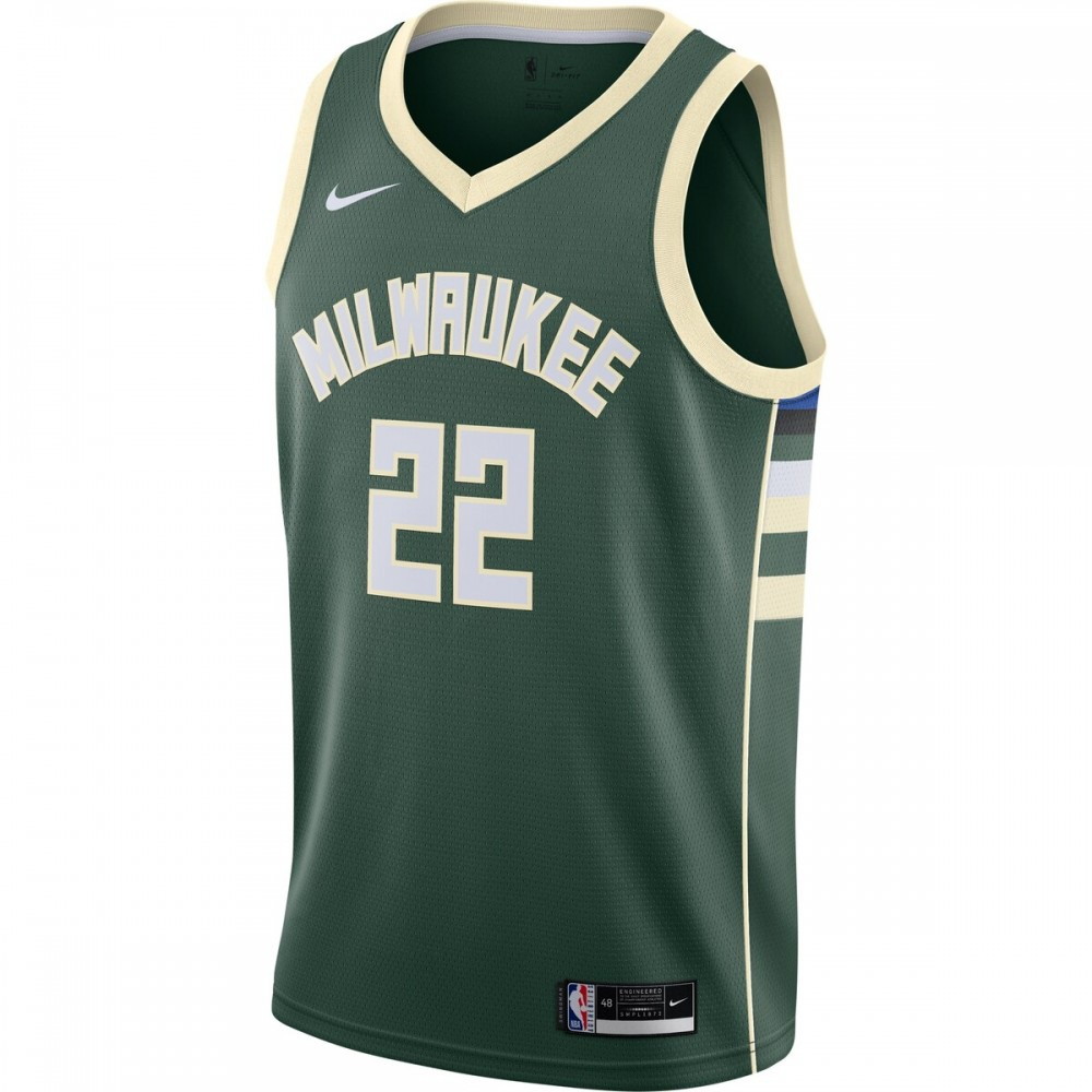 Khris Middleton Milwaukee Bucks 2020/21 Swingman Jersey Hunter Green Icon - second front view