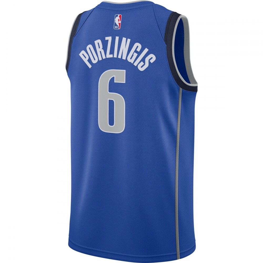 Kristaps Porzingis Dallas Mavericks 2020/21 Swingman Jersey Blue Icon Edition - back view