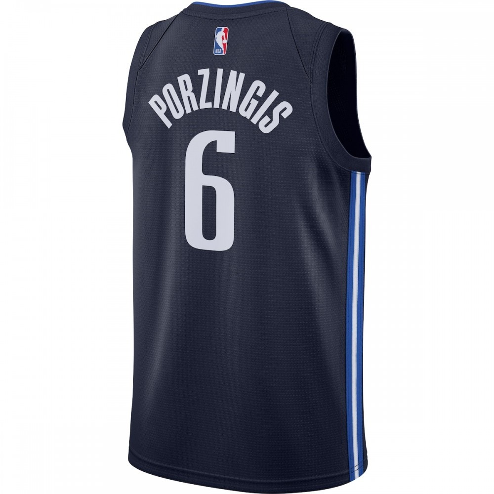 Kristaps Porzingis Dallas Mavericks 2020/21 Swingman Jersey Statement Edition Navy - back view