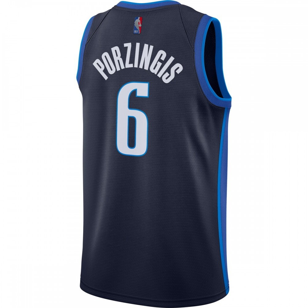 Kristaps Porzingis Dallas Mavericks 2020/21 Swingman Player Jersey Navy Earned Edition - back view