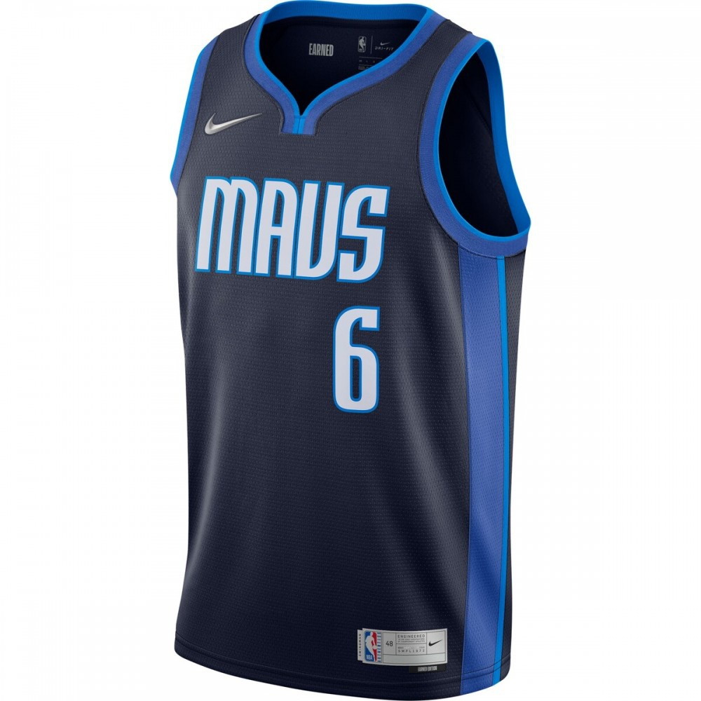 Kristaps Porzingis Dallas Mavericks 2020/21 Swingman Player Jersey Navy Earned - second front view