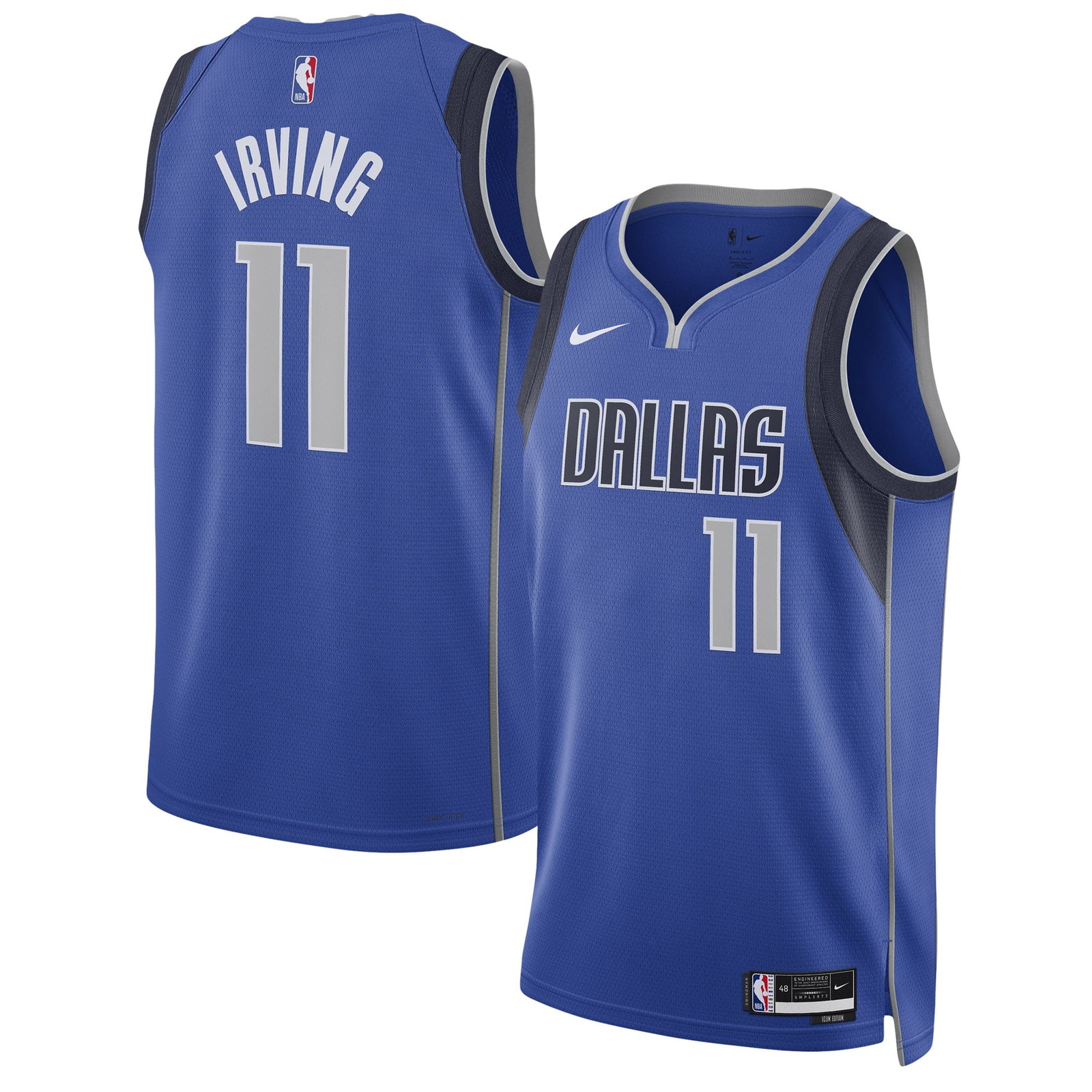 Kyrie Irving Dallas Mavericks Unisex Swingman Jersey Icon Edition Blue - front and back view
