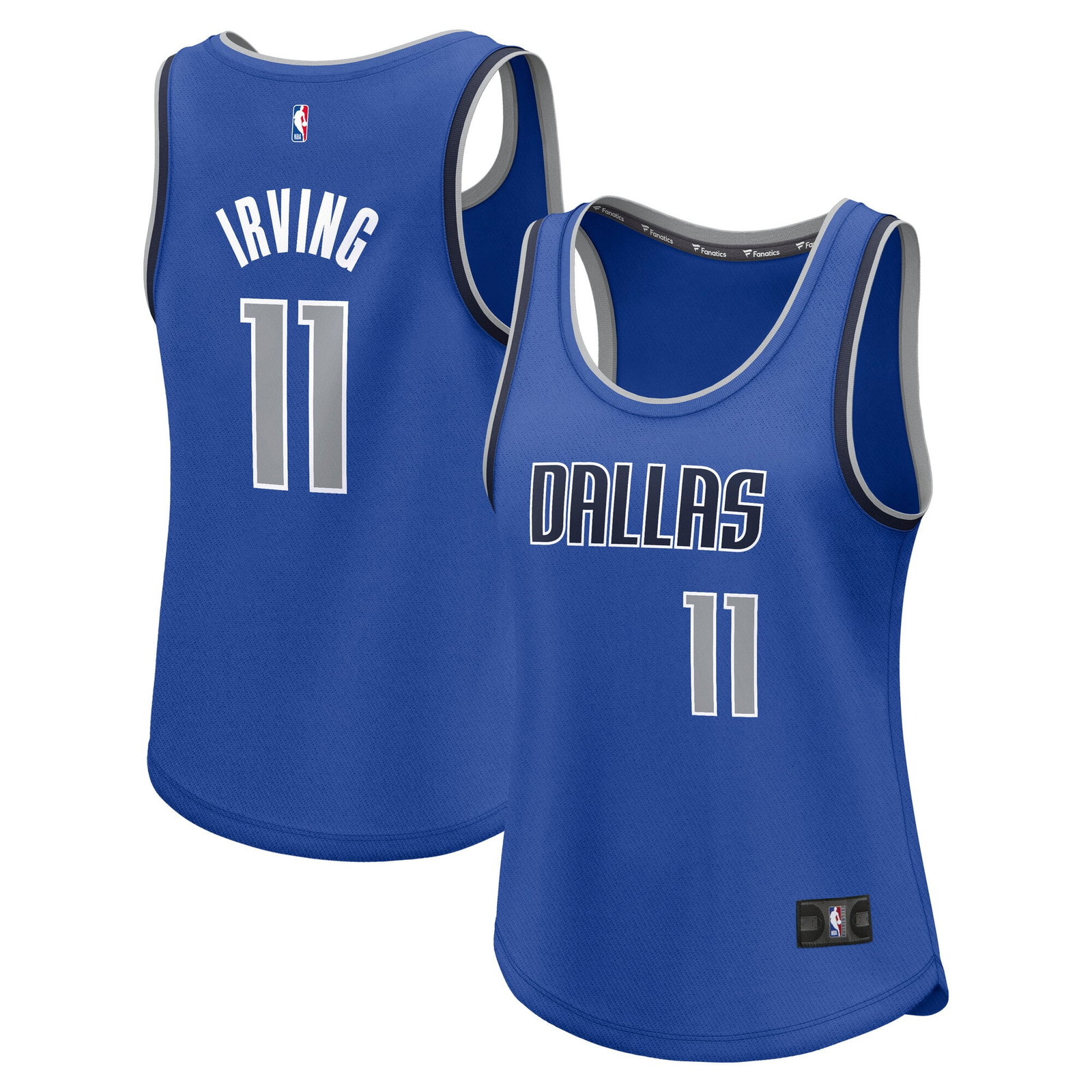 Kyrie Irving Dallas Mavericks Women's Fast Break Player Jersey Icon Edition - front and back view