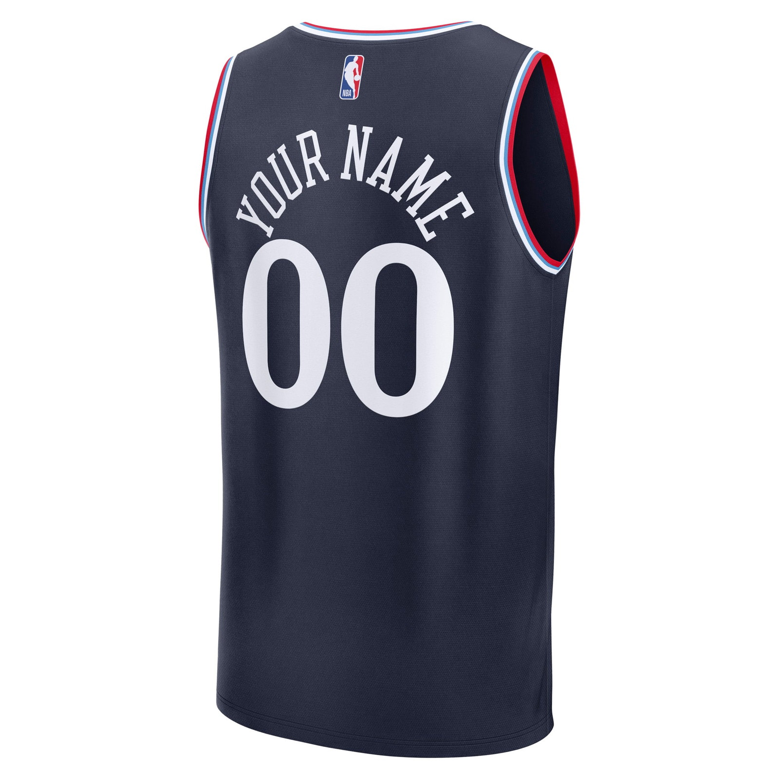LA Clippers Youth Fast Break Custom Fan Version Jersey Navy Icon Edition - back view