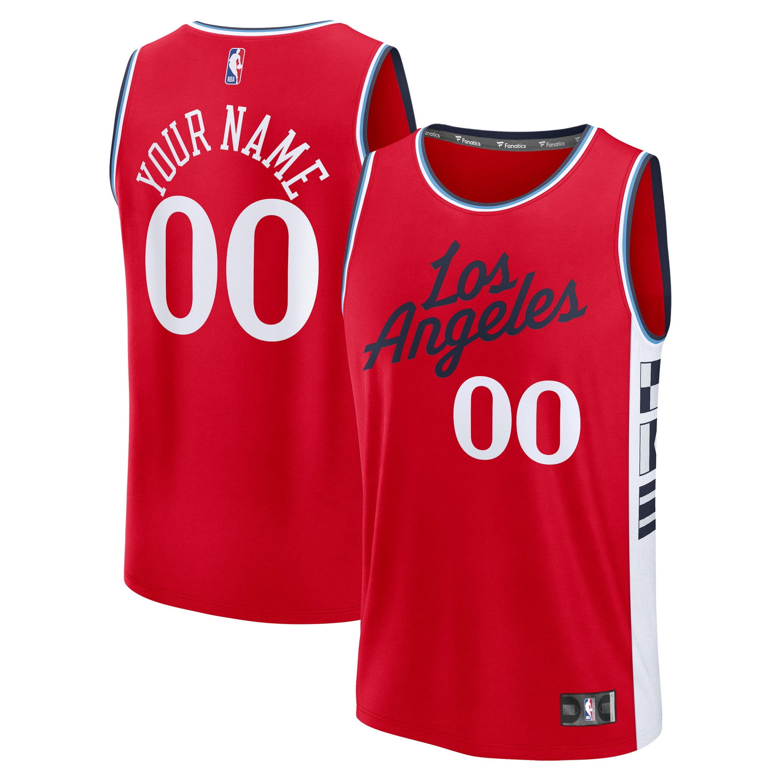 LA Clippers Fast Break Custom Jersey Statement Edition Red - front and back view