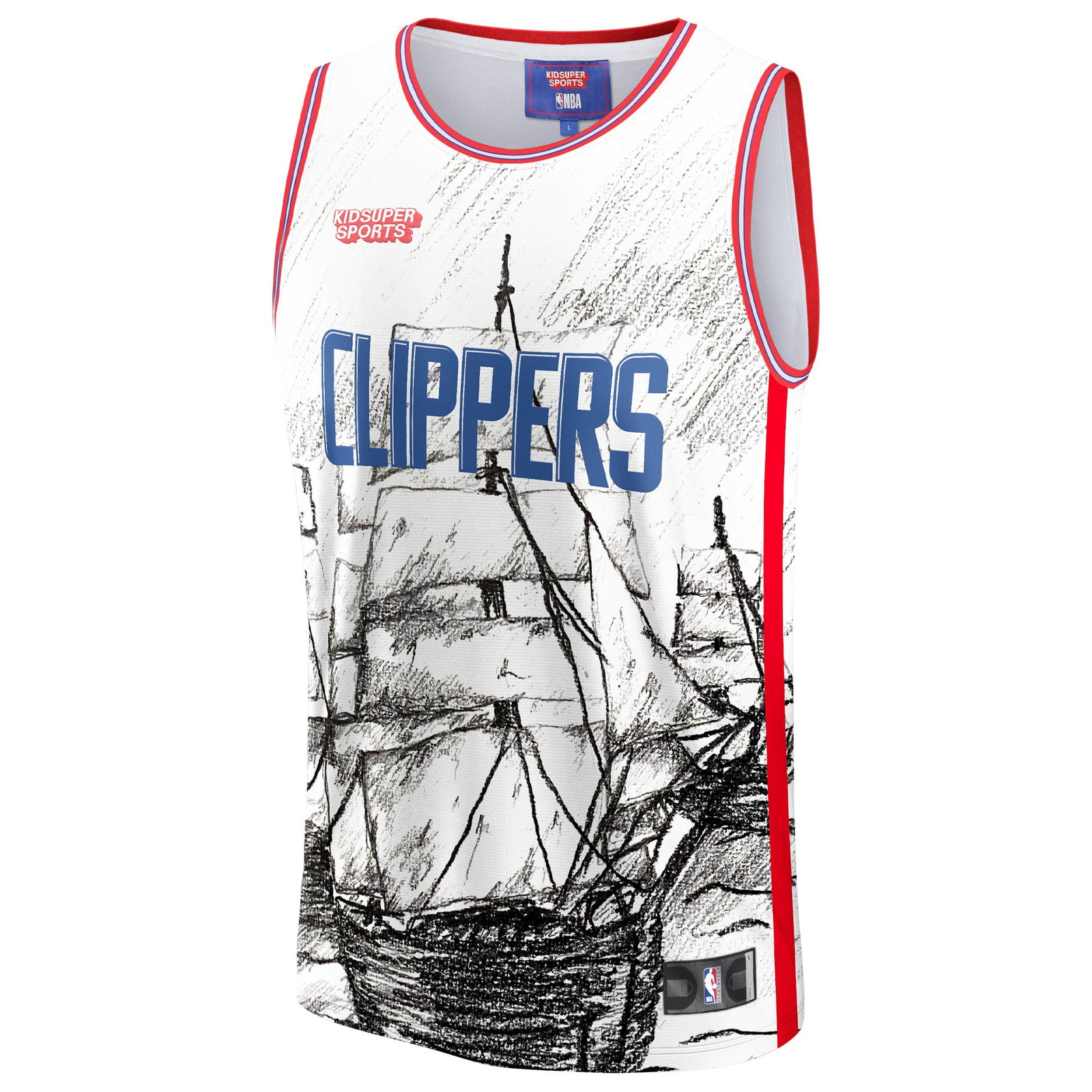 LA Clippers NBA & KidSuper Studios by Unisex Hometown Jersey Gray - front view