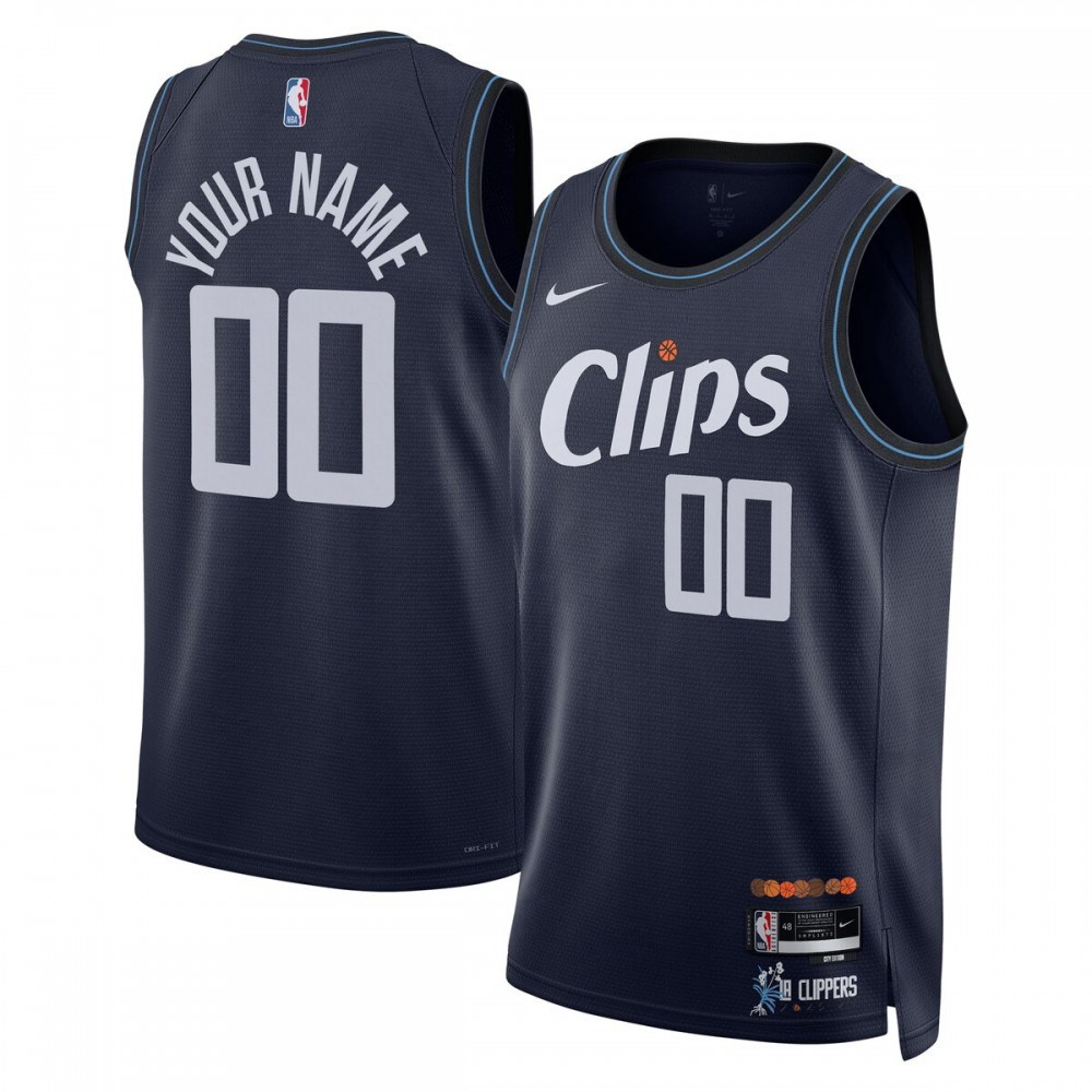 LA Clippers Unisex 2023/24 Custom Swingman Jersey Navy City Edition - front view