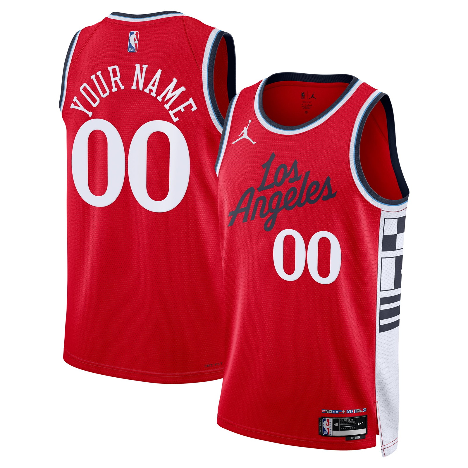 LA Clippers Unisex 2024/25 Custom Swingman Jersey Statement Edition Red - front and back view