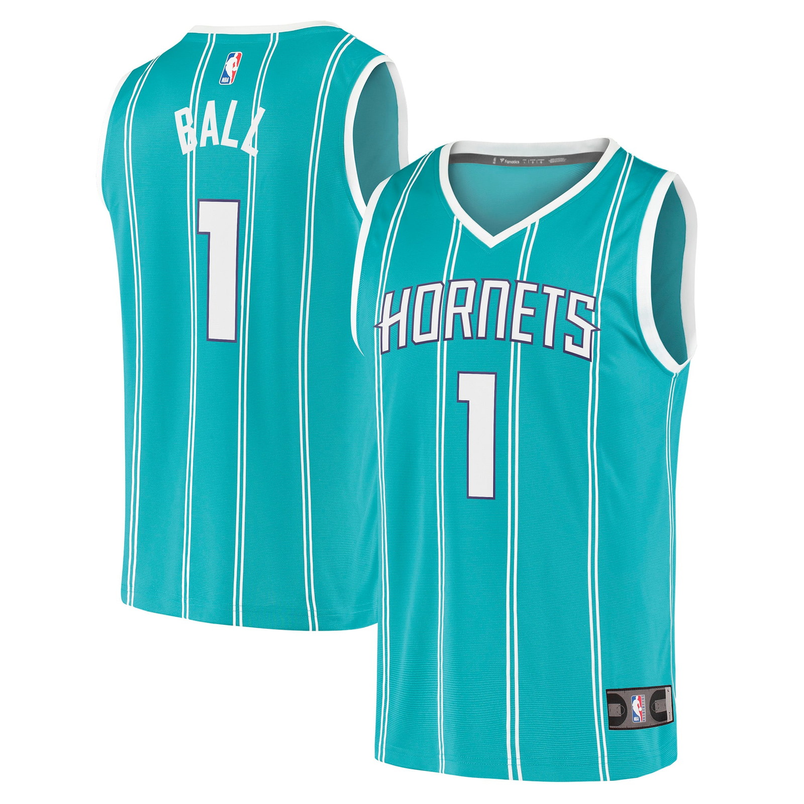 LaMelo Ball Charlotte Hornets Fast Break Fan Version Jersey Icon Edition Teal - front and back view