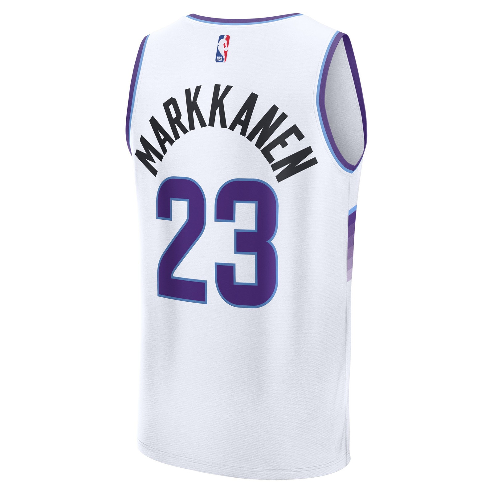 Lauri Markkanen Utah Jazz Fast Break Fan Version Player Jersey Association Edition White - back view