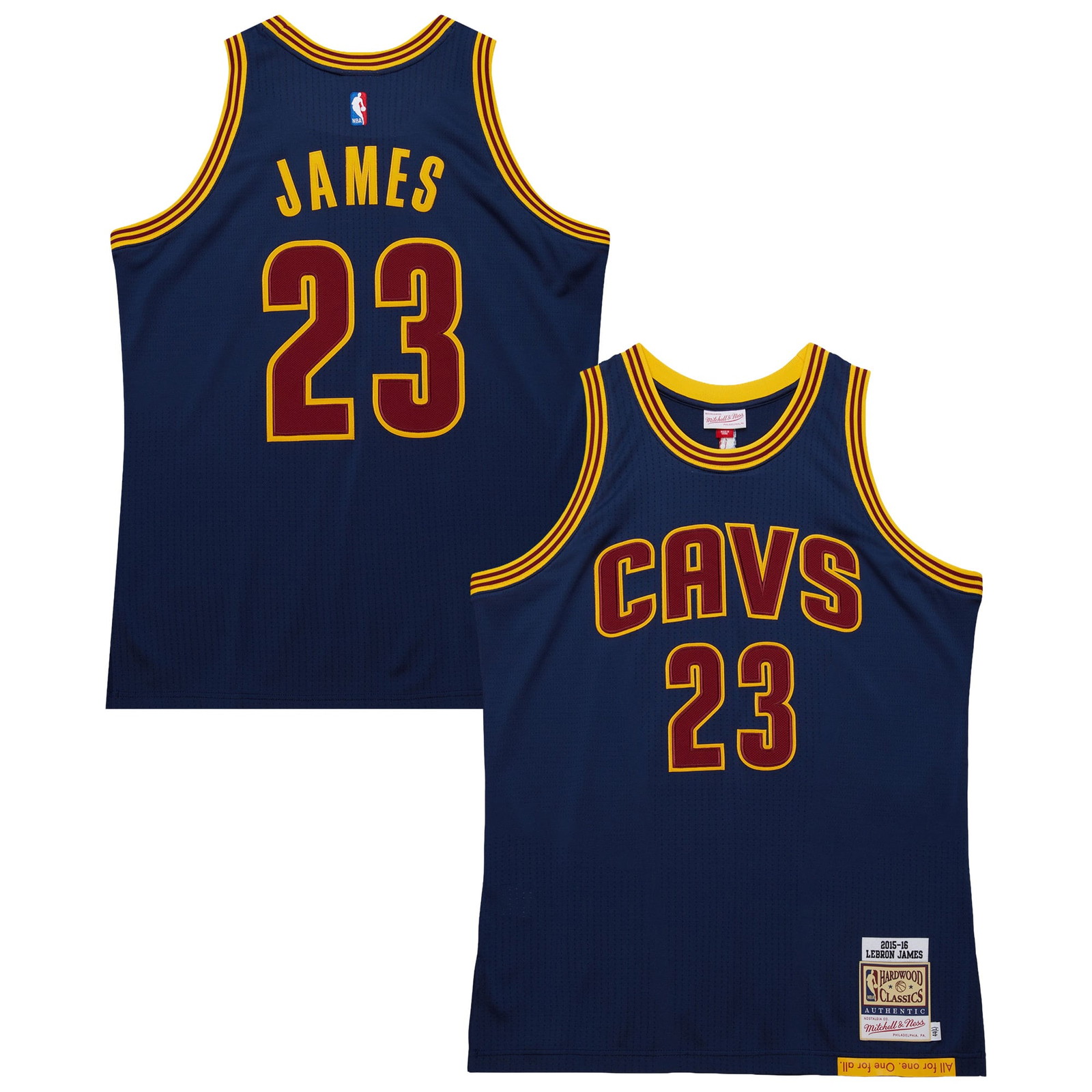 LeBron James Cleveland Cavaliers Big & Tall 2015/16 Swingman Jersey Navy - front and back view