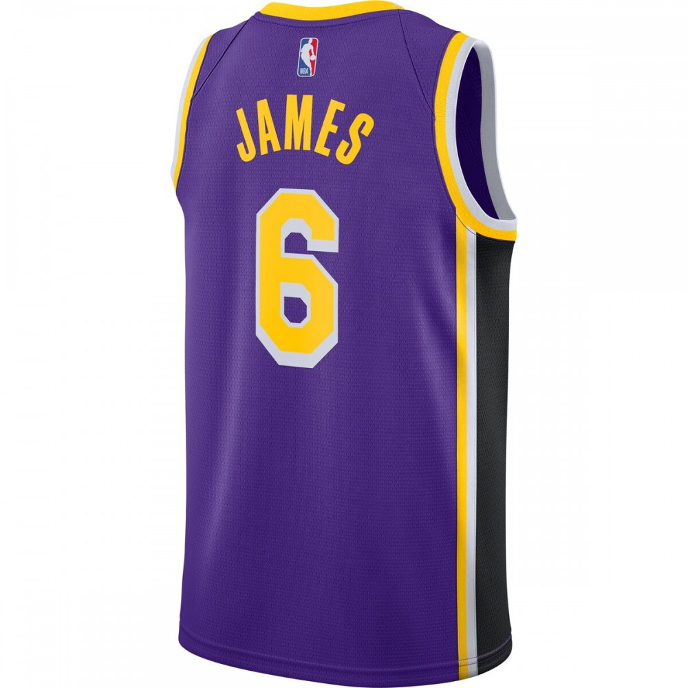 LeBron James Los Angeles Lakers 2021/22 #6 Swingman Player Jersey Purple Statement - back view
