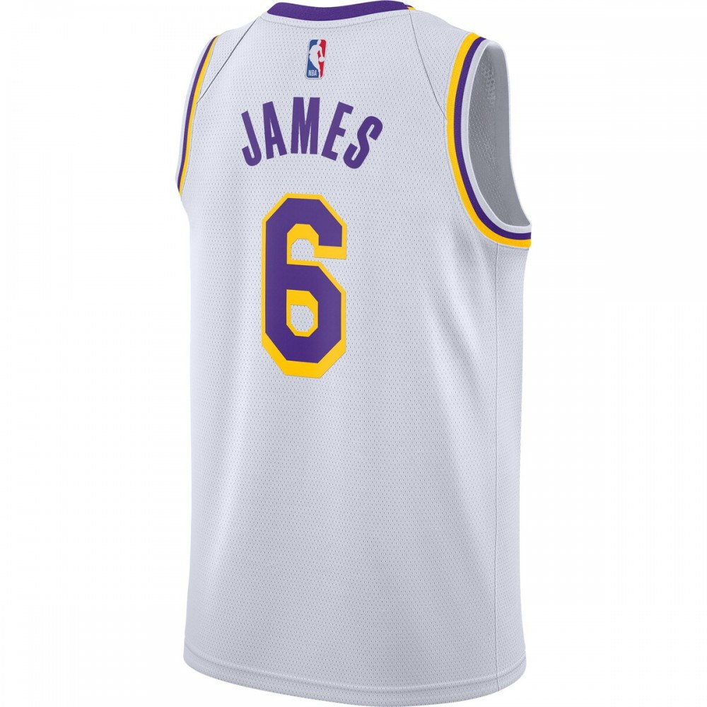 LeBron James Los Angeles Lakers 2021/22 #6 Swingman Player Jersey White Association - back view