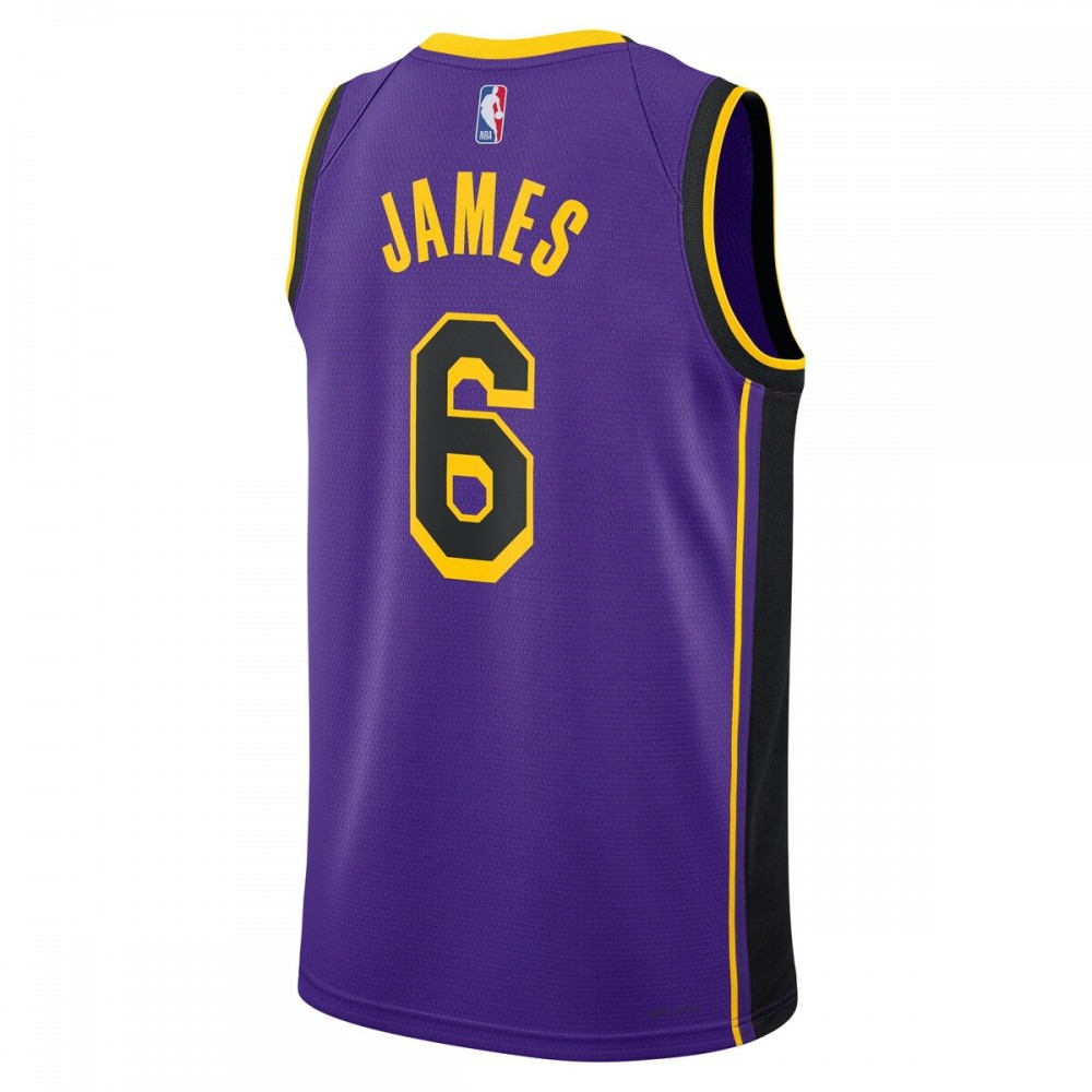 LeBron James Los Angeles Lakers 2022/23 Statement Edition Swingman Jersey Purple - back view