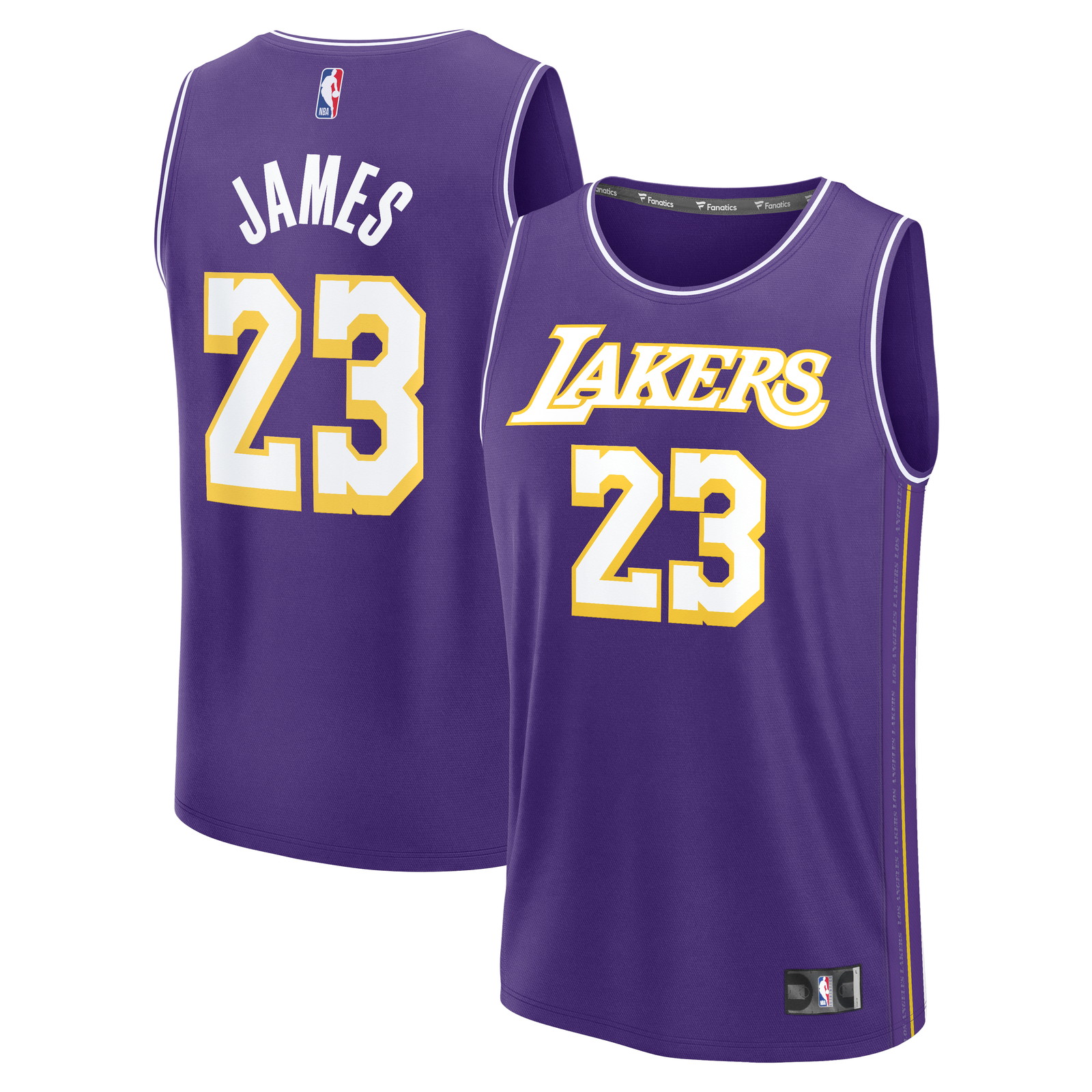 LeBron James Los Angeles Lakers Fast Break Jersey Statement Edition Purple - front and back view