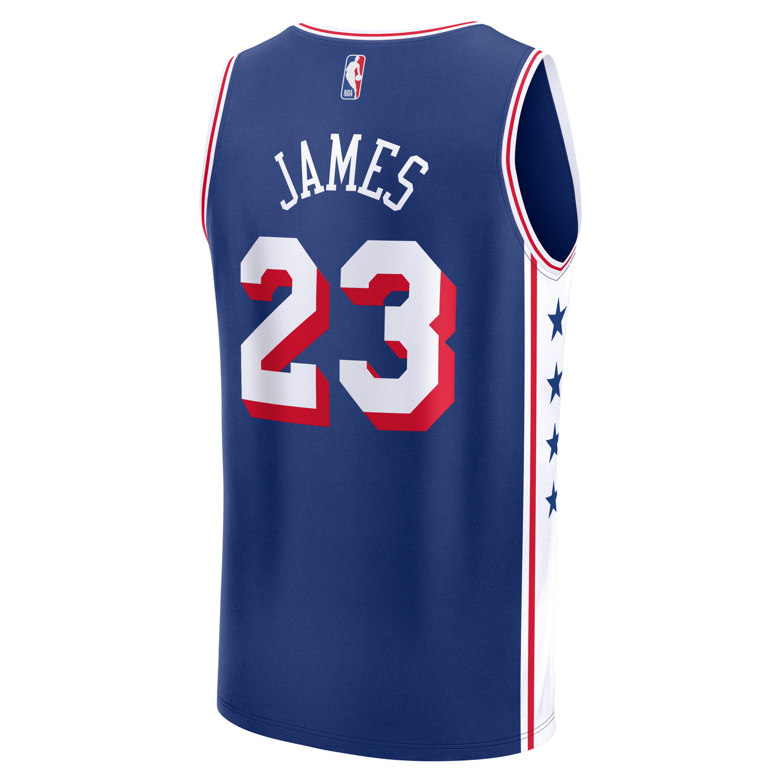 LeBron James Philadelphia 76ers Fast Break Jersey Icon Edition Royal - back view