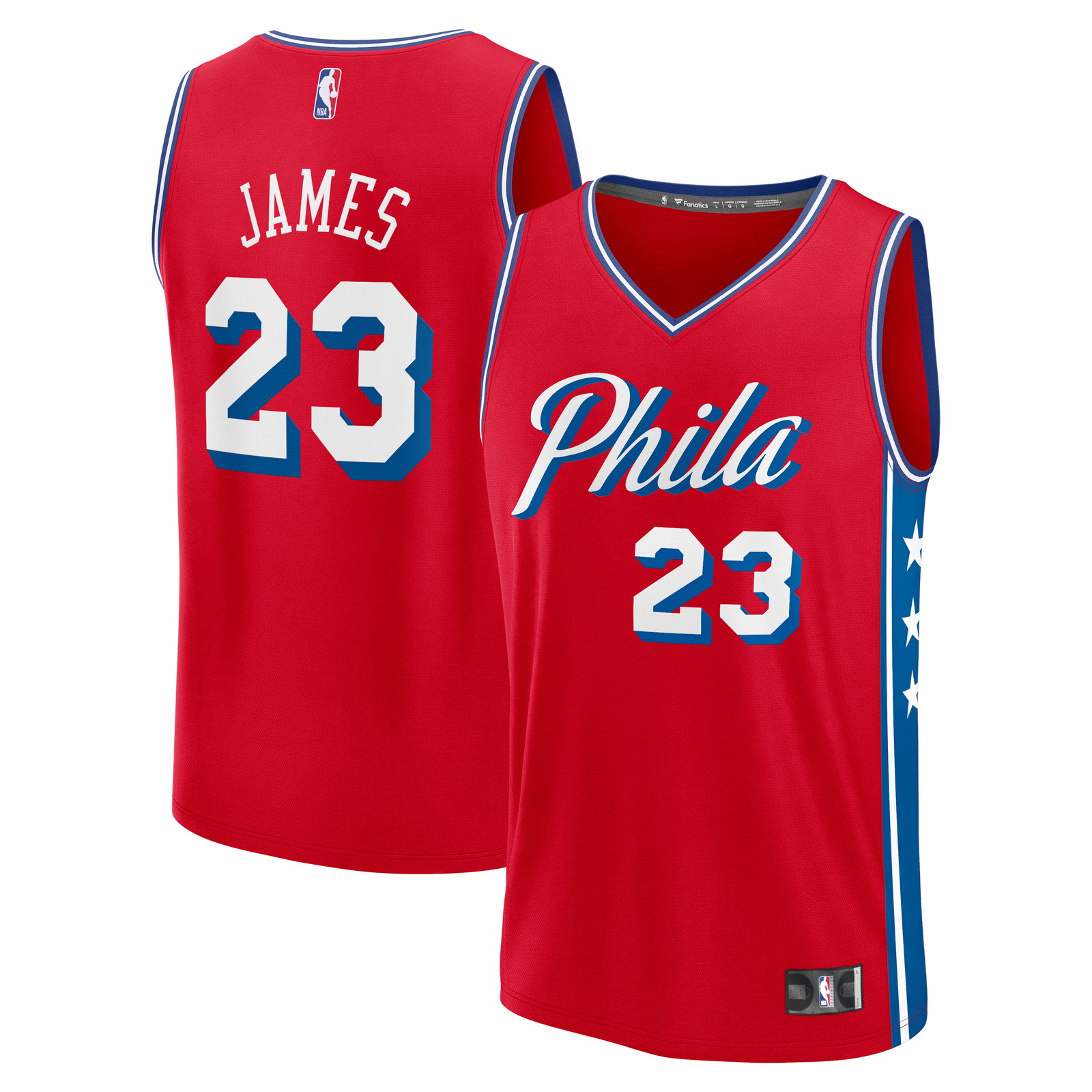 LeBron James Philadelphia 76ers Fast Break Jersey Statement Edition Red - front and back view