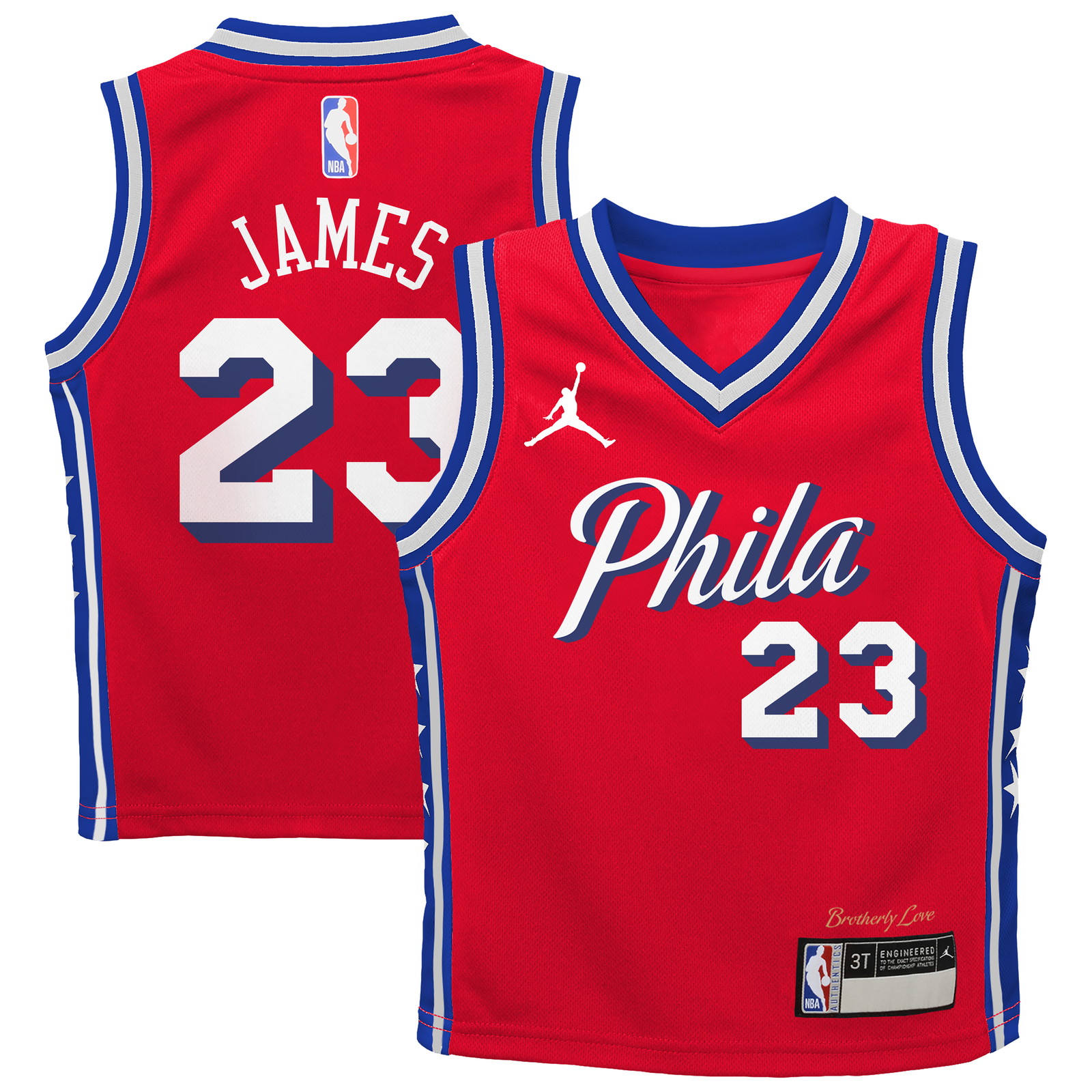 LeBron James Philadelphia 76ers Toddler Swingman Jersey Red Statement Edition - front and back view