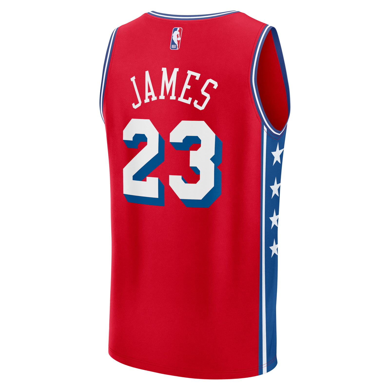 LeBron James Philadelphia 76ers Youth Fast Break Fan Version Jersey Red Statement - back view