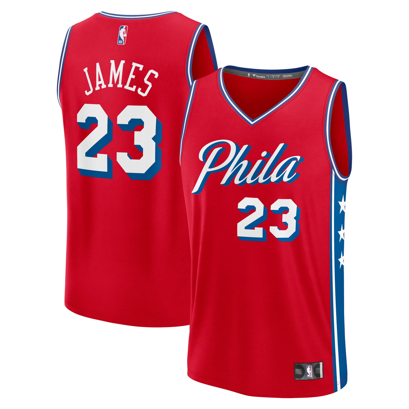 LeBron James Philadelphia 76ers Youth Fast Break Fan Version Jersey Red - front and back view