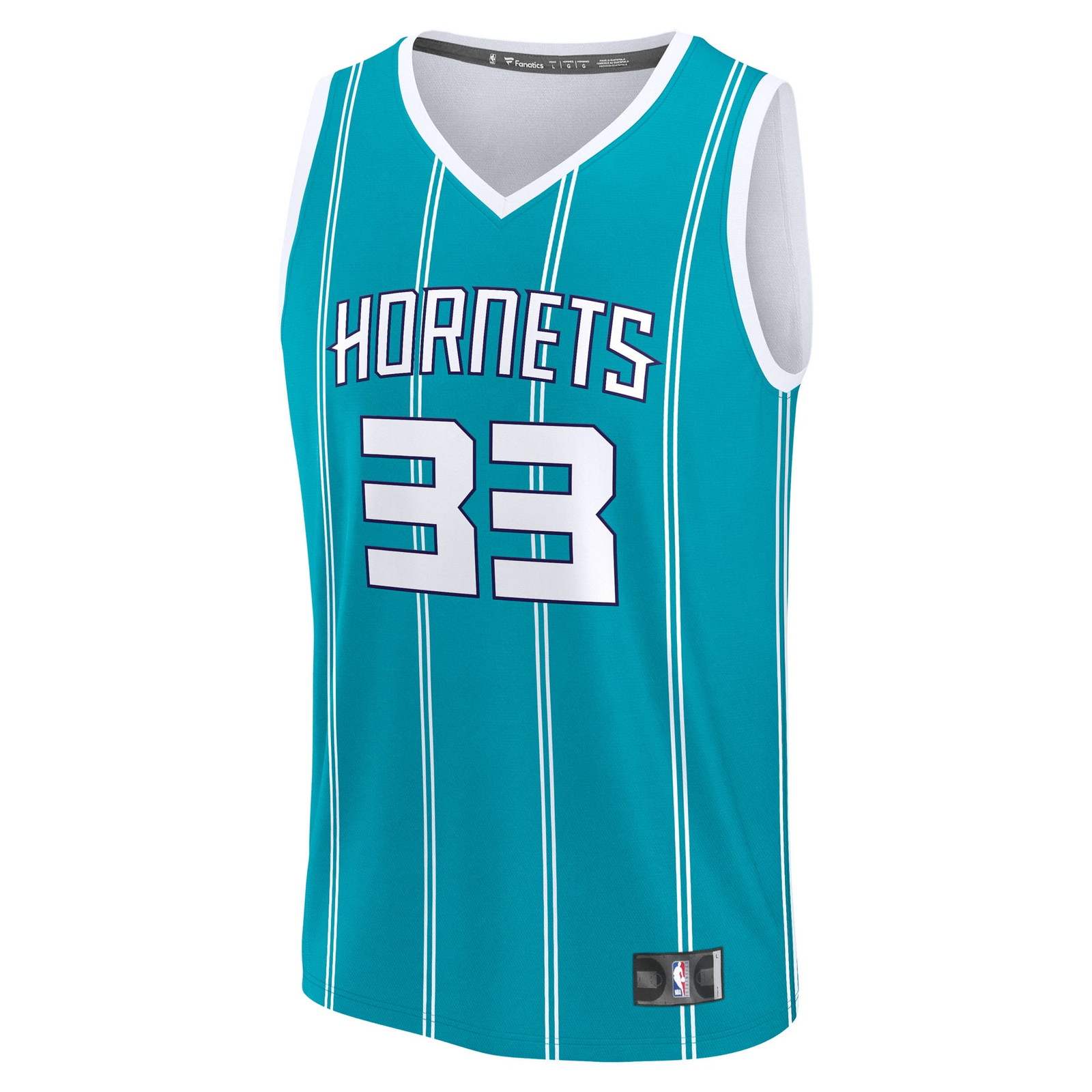 Liam McNeeley Charlotte Hornets Fast Break Fan Version Jersey Teal Icon Edition - front view
