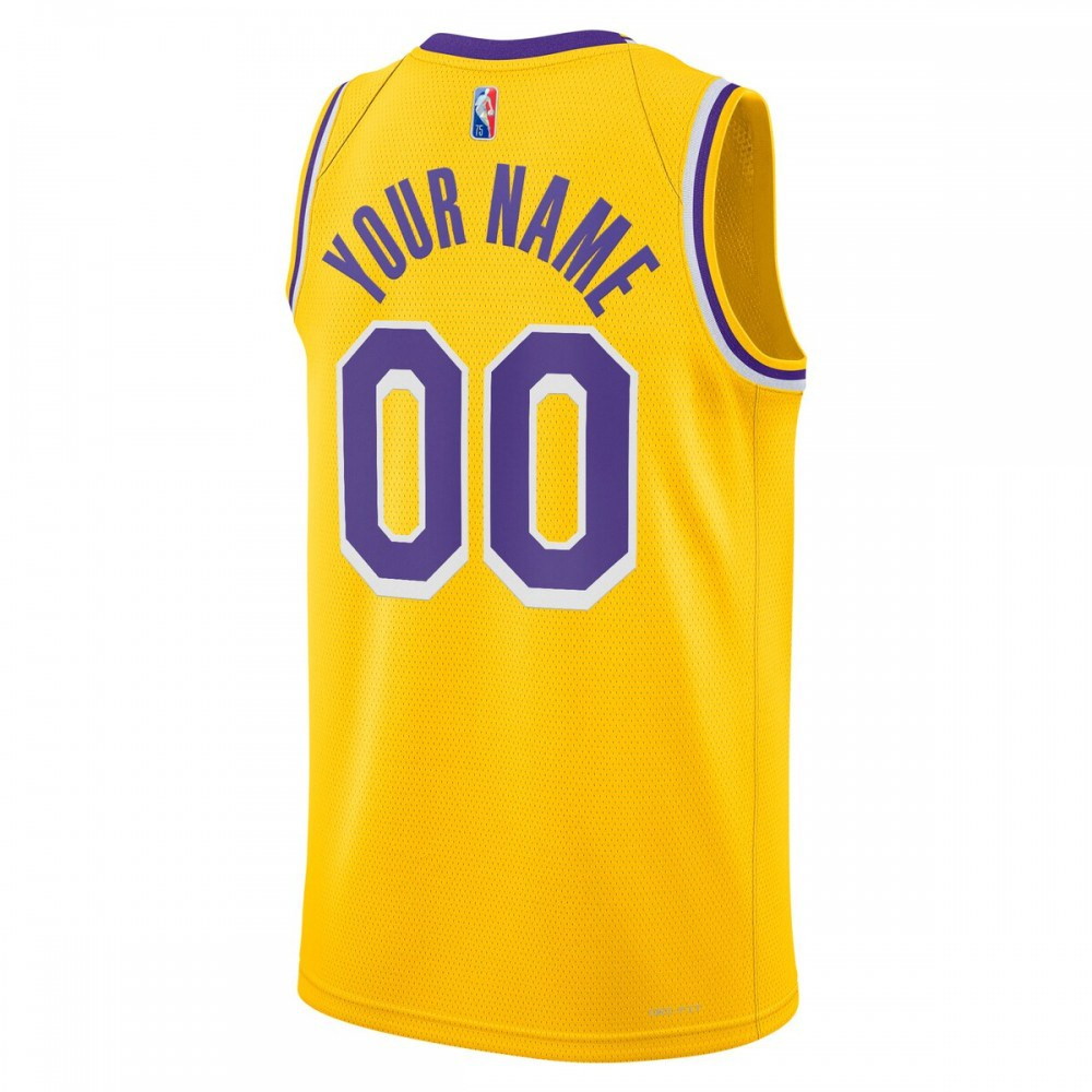 Los Angeles Lakers 2021/22 Diamond Swingman Custom Jersey Icon Edition Gold - back view