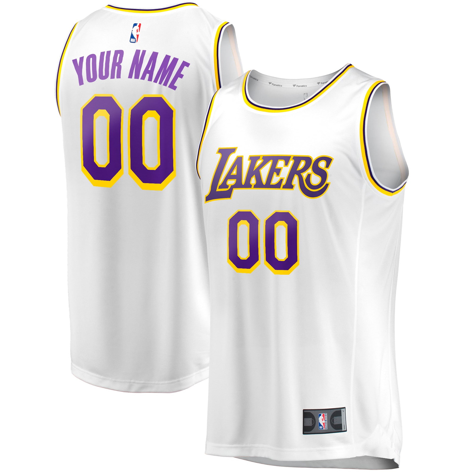 Los Angeles Lakers Fast Break Custom Fan Version Jersey Association Edition - front and back view