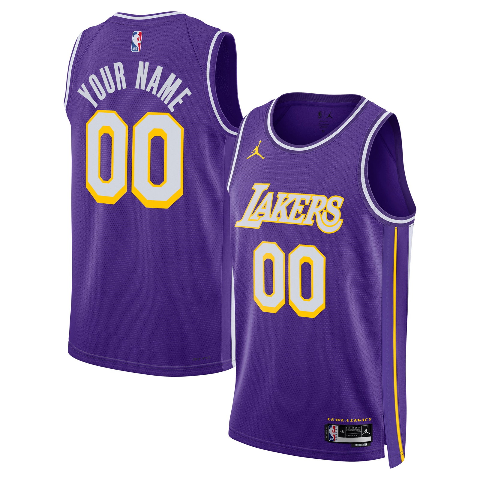 Los Angeles Lakers Unisex Swingman Custom Jersey Statement Edition Purple - front and back view