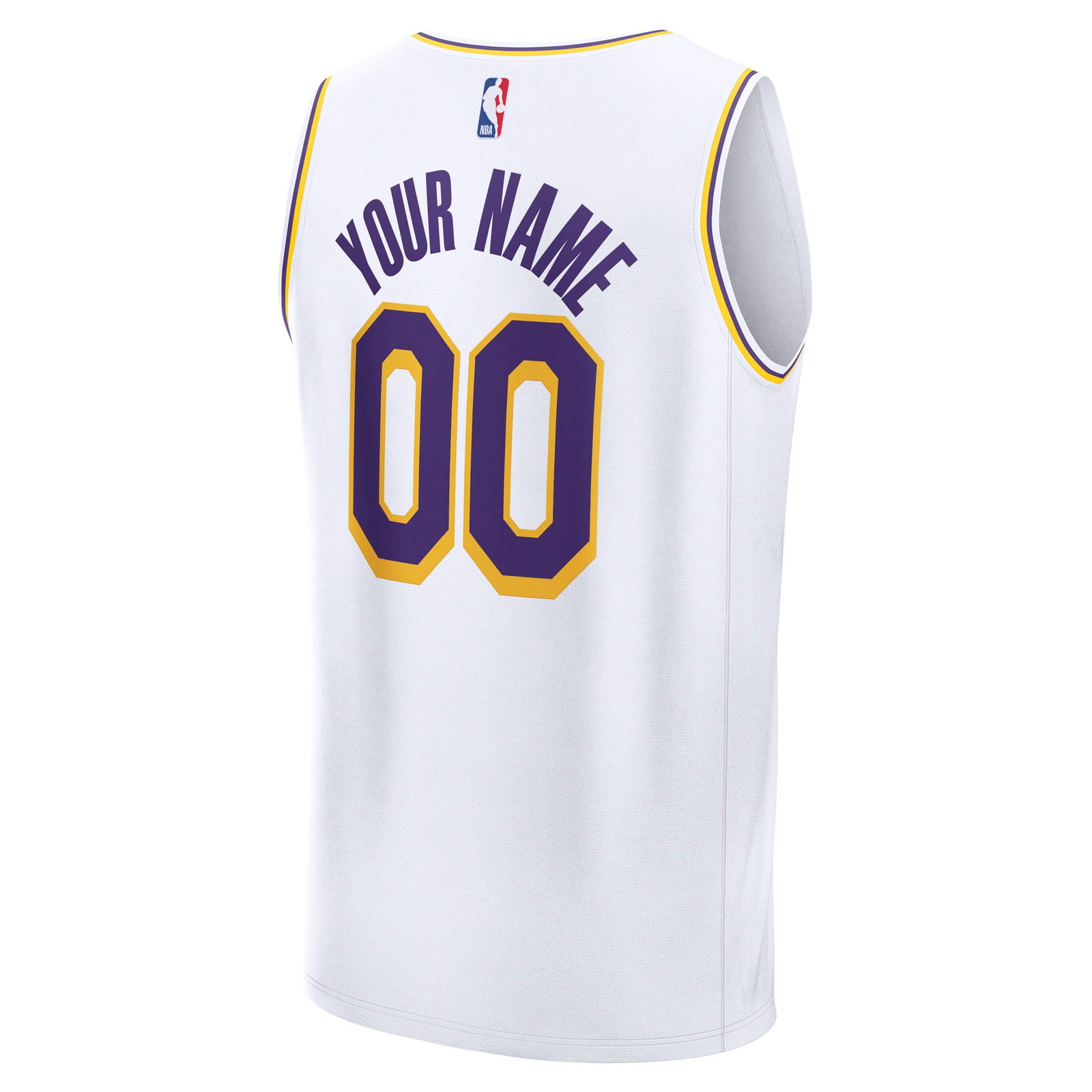 Los Angeles Lakers Youth Fast Break Custom Fan Version Jersey White Association Edition - back view
