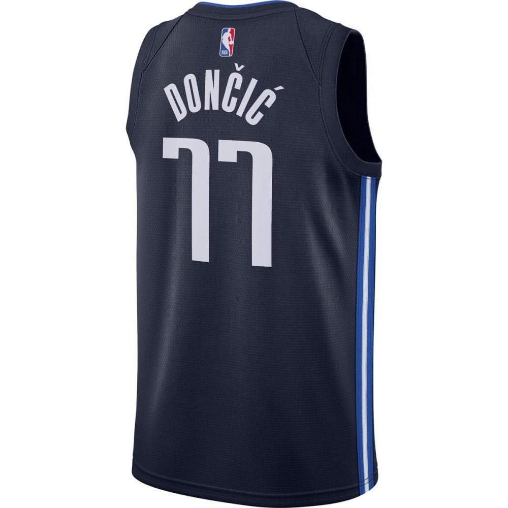 Luka Dončić Dallas Mavericks 2020/21 Swingman Jersey Statement Edition Navy - back view