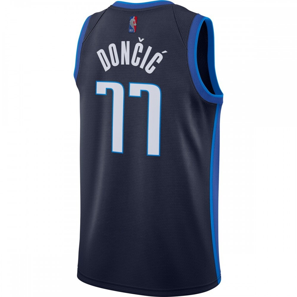 Luka Dončić Dallas Mavericks 2020/21 Swingman Player Jersey Navy Earned Edition - back view