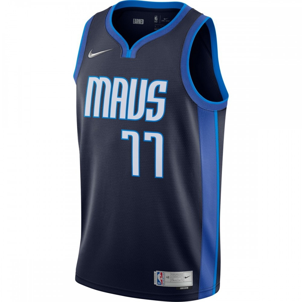 Luka Dončić Dallas Mavericks 2020/21 Swingman Player Jersey Navy Earned Edition - second front view