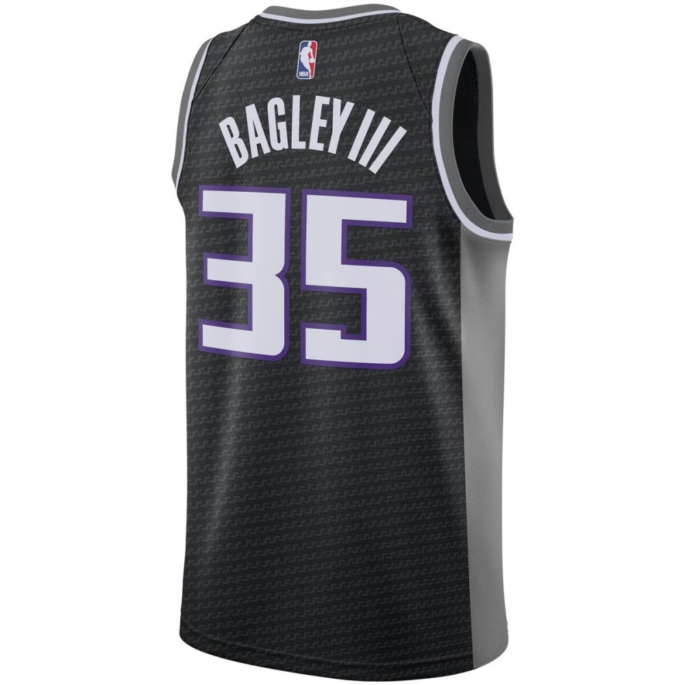 Marvin Bagley III Sacramento Kings 2019/2020 Swingman Jersey Statement Edition Black - back view