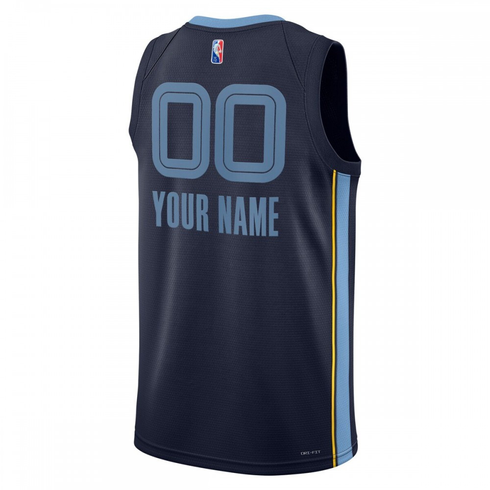 Memphis Grizzlies 2021/22 Diamond Swingman Custom Jersey Icon Edition Navy - back view