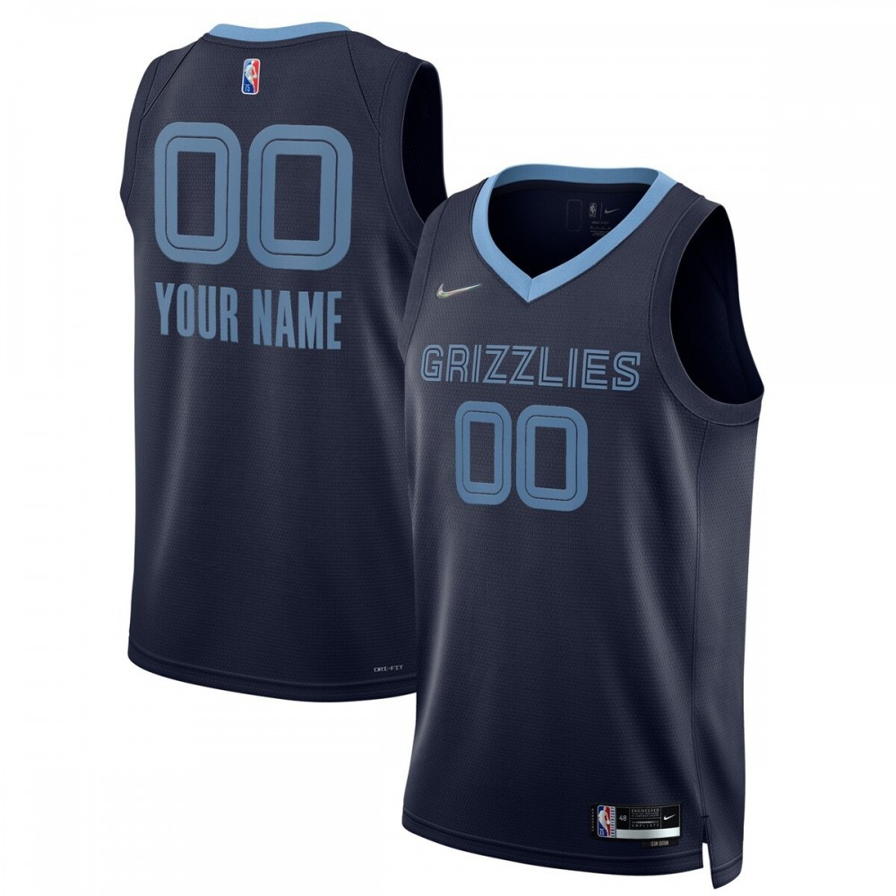 Memphis Grizzlies 2021/22 Diamond Swingman Custom Jersey Icon Edition Navy - front view