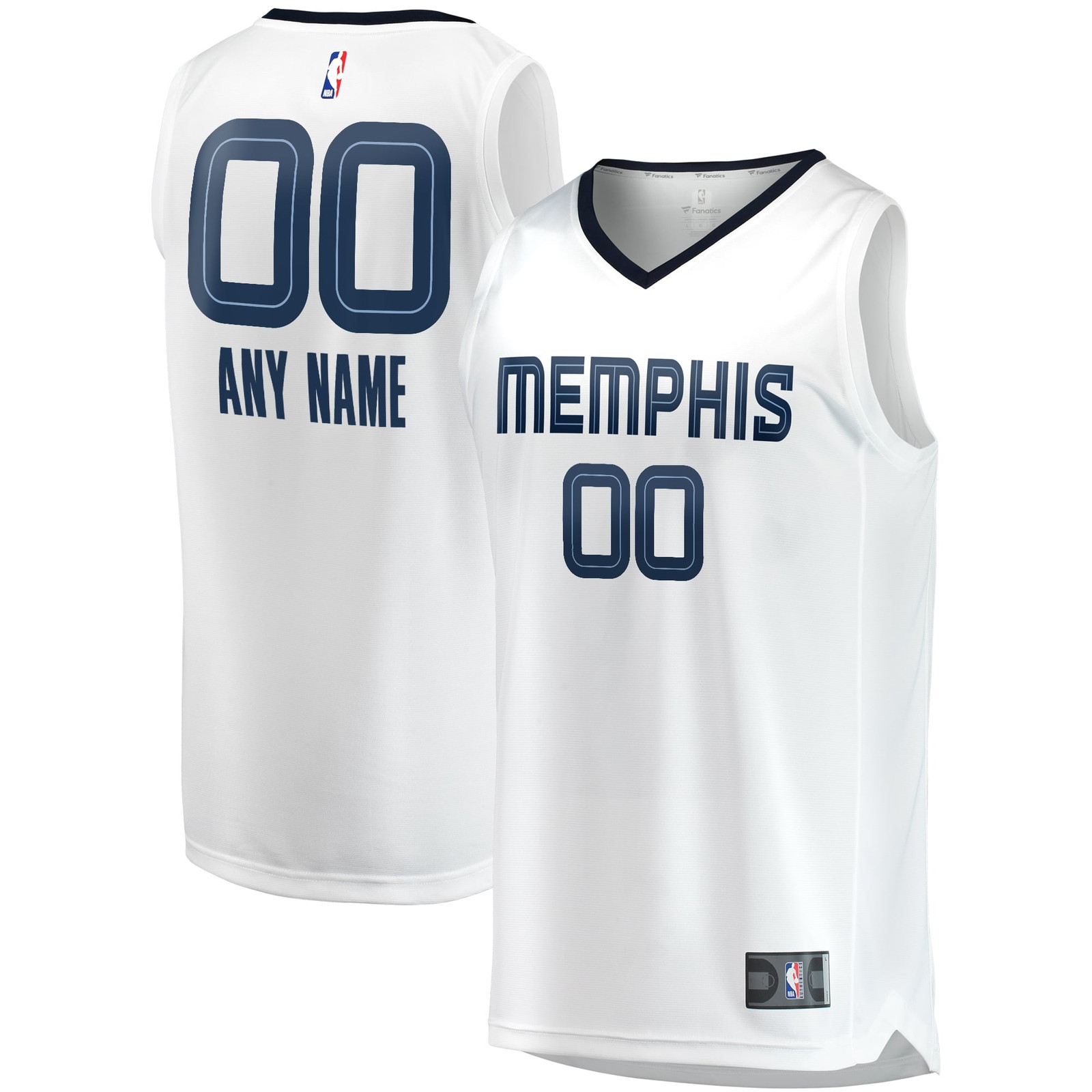 Memphis Grizzlies Fast Break Custom Fan Version Jersey Association Edition - front and back view
