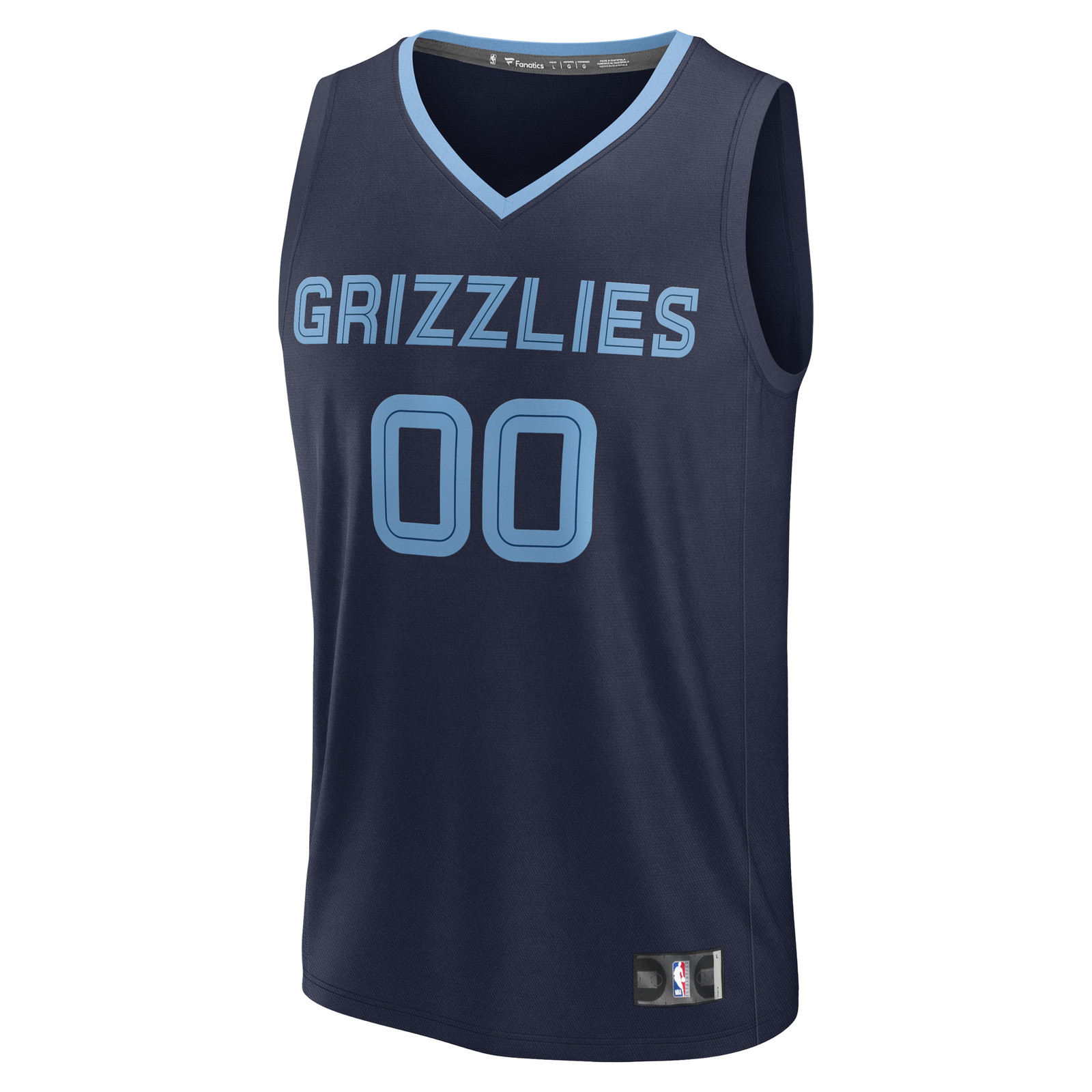 Memphis Grizzlies Youth Fast Break Custom Jersey Icon Edition Navy - front view