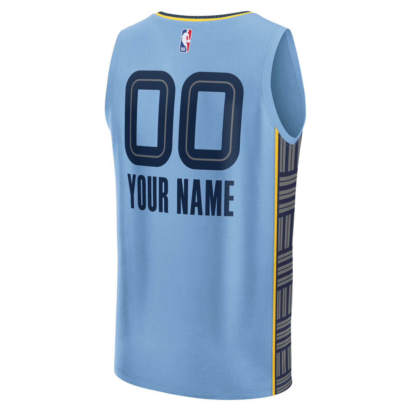 Memphis Grizzlies Youth Fast Break Custom Jersey Statement Edition Light Blue - back view
