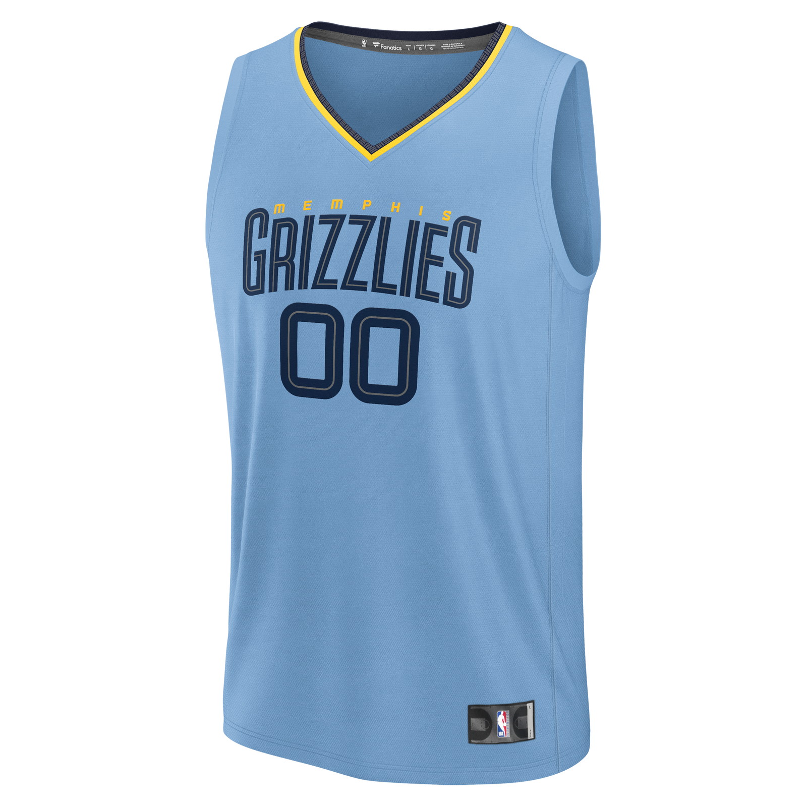 Memphis Grizzlies Youth Fast Break Custom Jersey Statement Edition Light Blue - front view