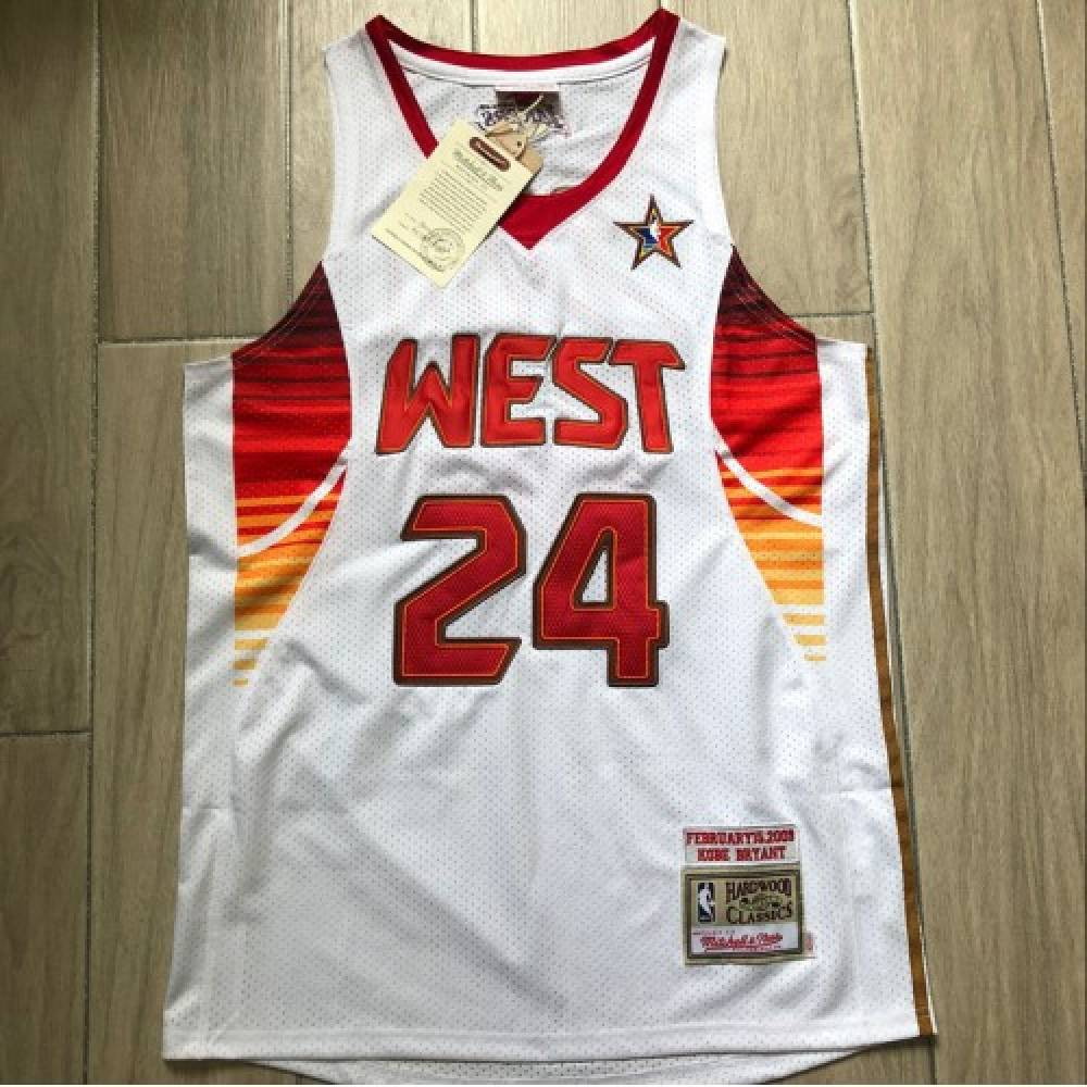 Men's All-Star West 2009 Kobe Bryant #24 White Hardwood Classics Jersey - back view